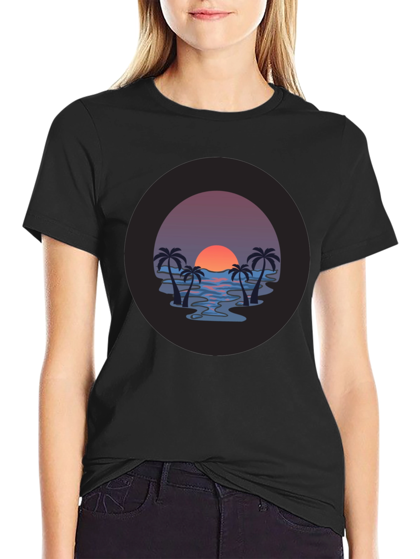 Sunset Palm T-Shirt - Tropical Vibe