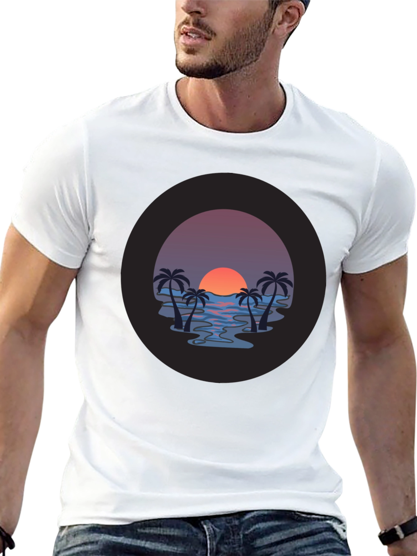 Sunset Palm T-Shirt - Tropical Vibe
