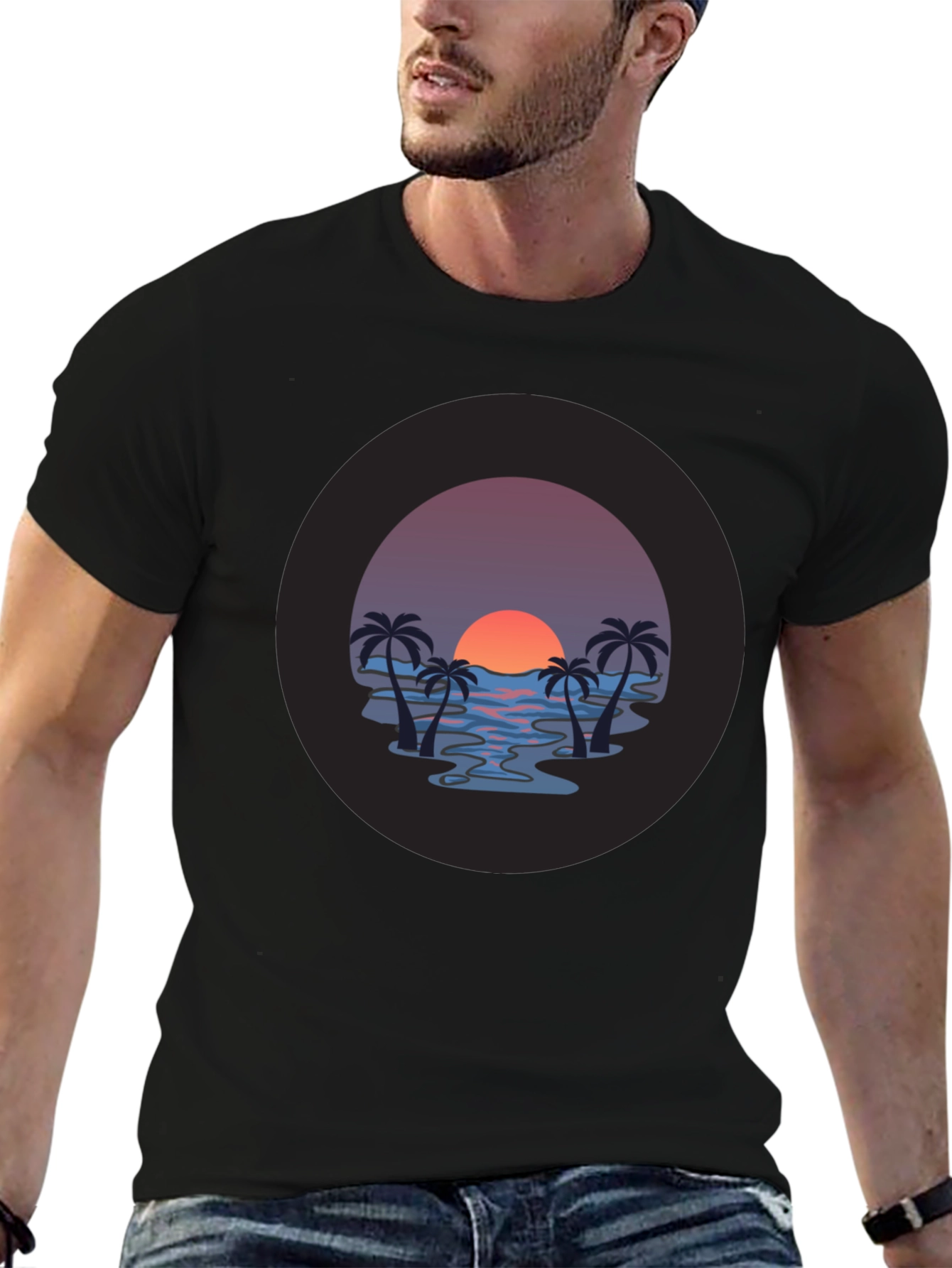 Sunset Palm T-Shirt - Tropical Vibe