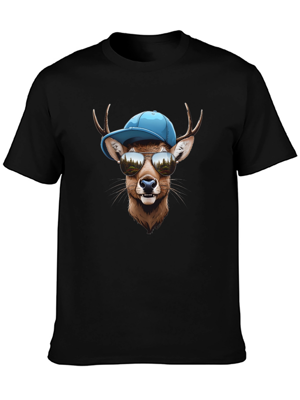 Cool Deer Graphic T-Shirt - Mens Black Tee
