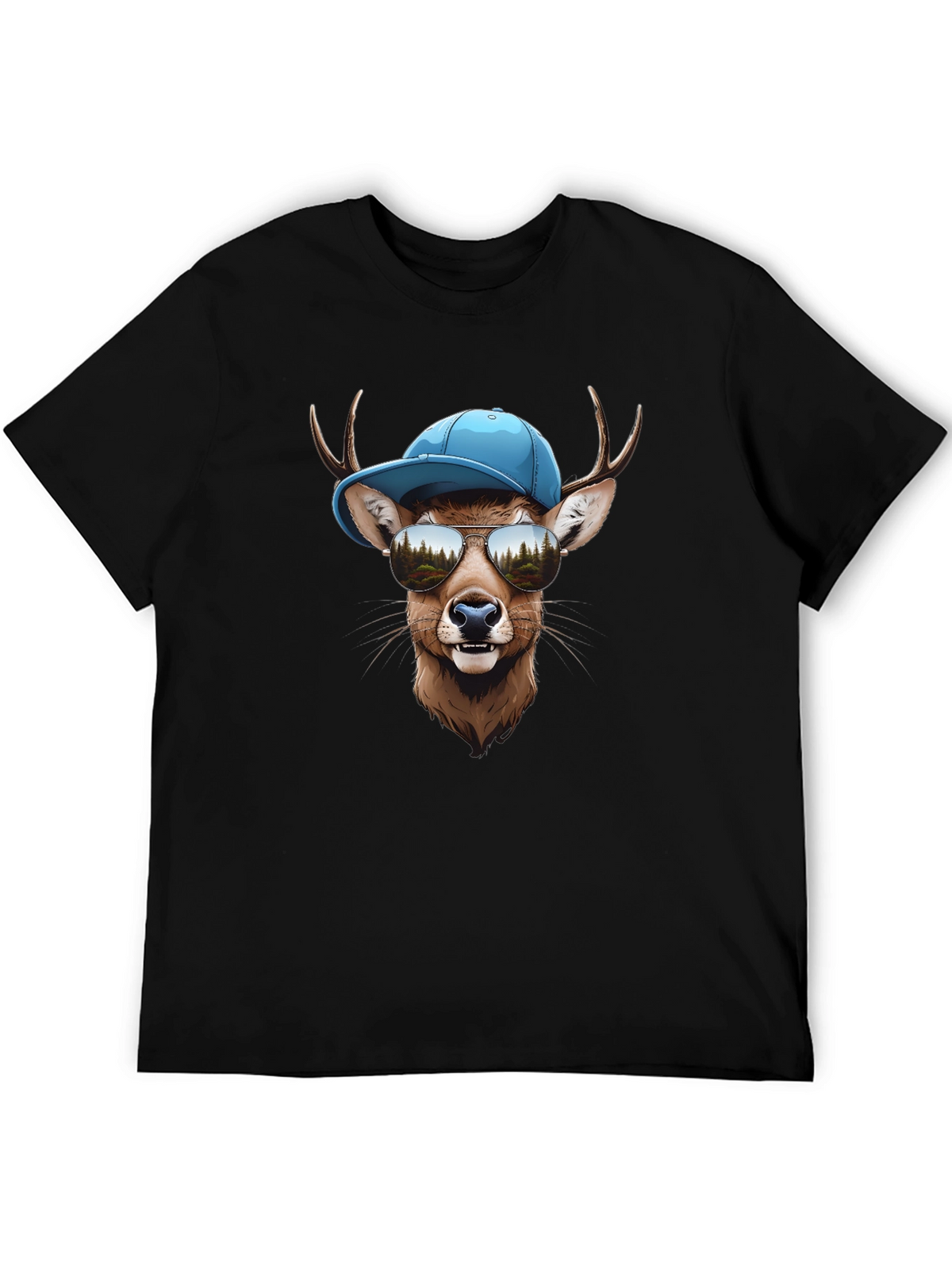 Cool Deer Graphic T-Shirt - Mens Black Tee