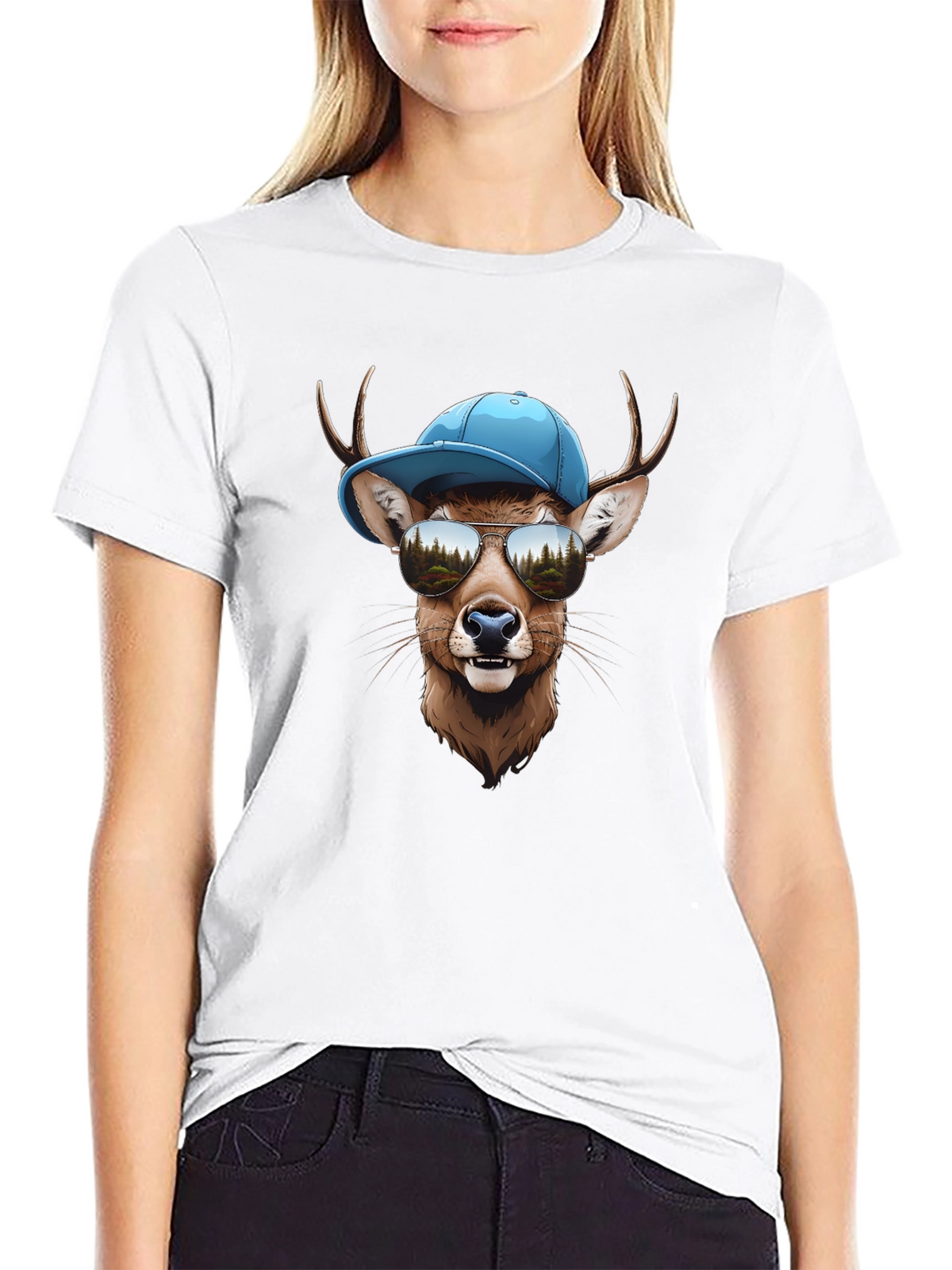 Cool Deer Graphic T-Shirt - Mens Black Tee