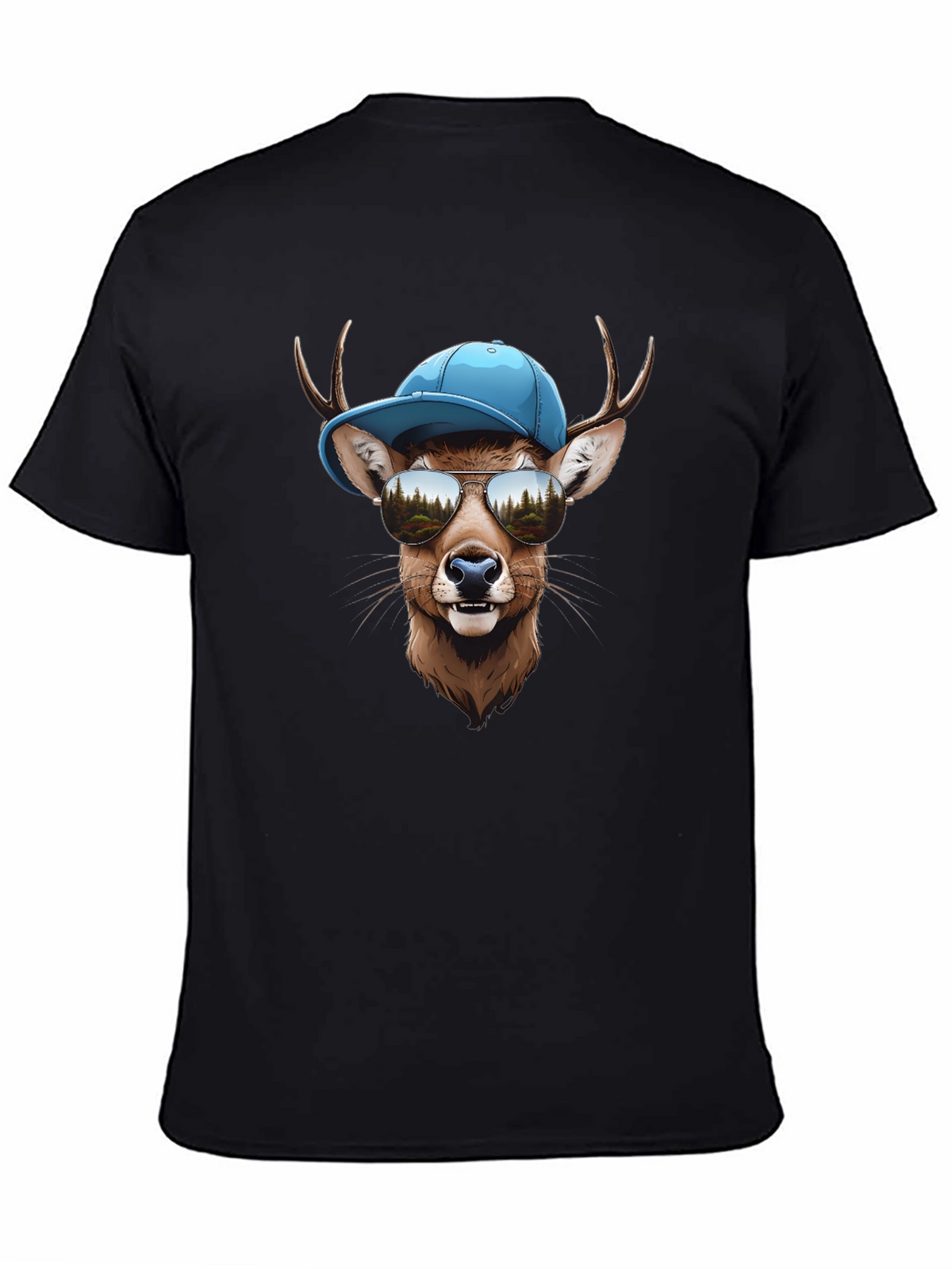 Cool Deer Graphic T-Shirt - Mens Black Tee
