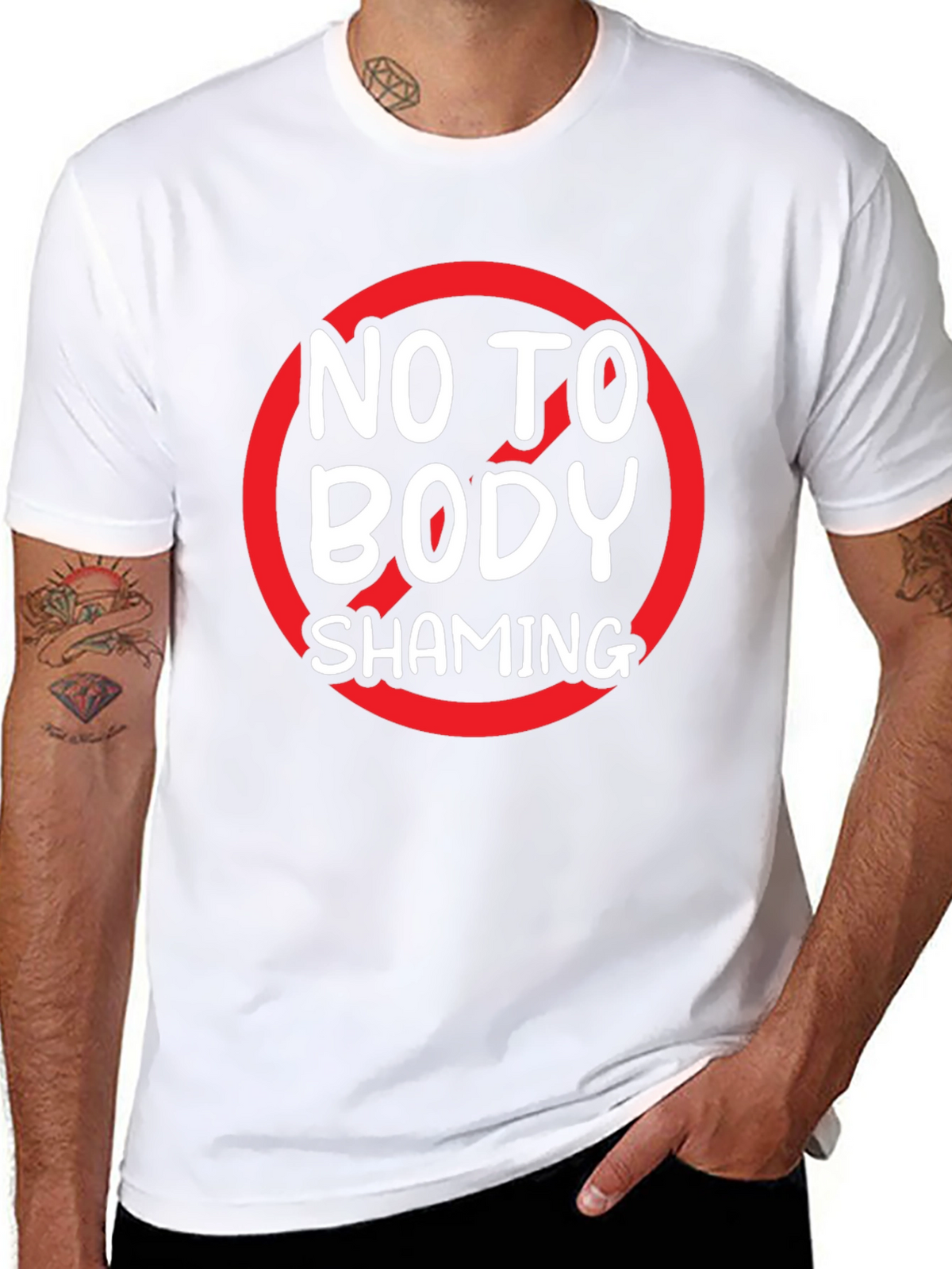 No to Body Shaming Graphic Tee - Black
