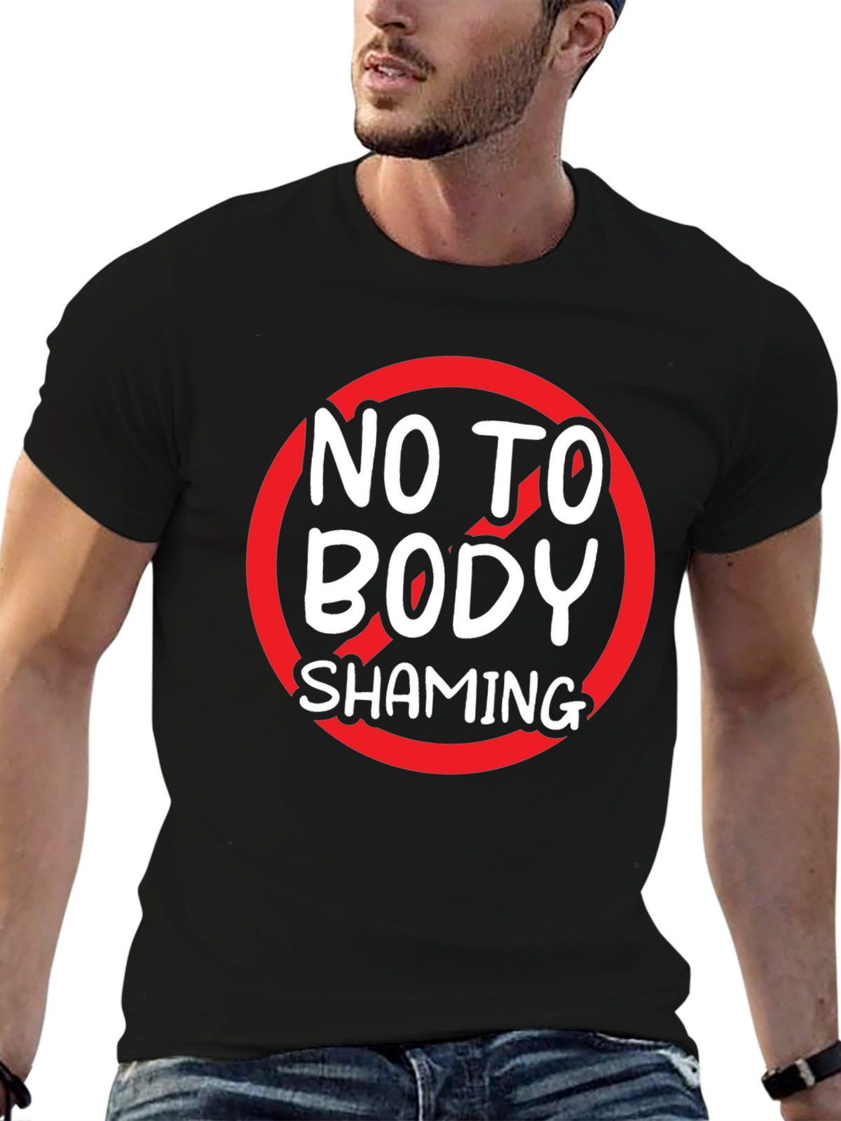 No to Body Shaming Graphic Tee - Black