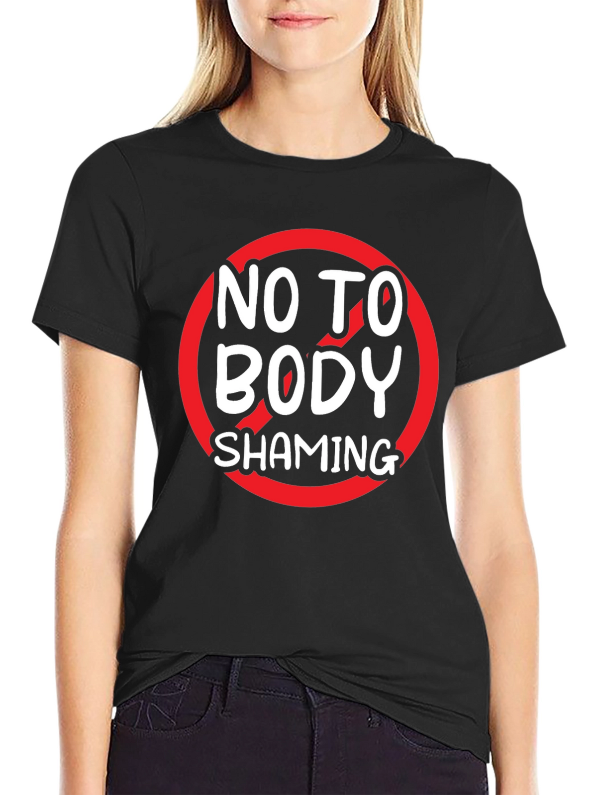 No to Body Shaming Graphic Tee - Black