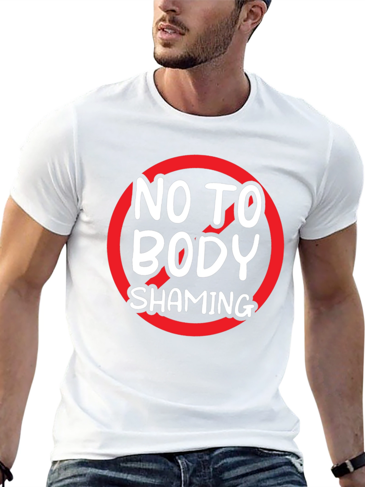 No to Body Shaming Graphic Tee - Black