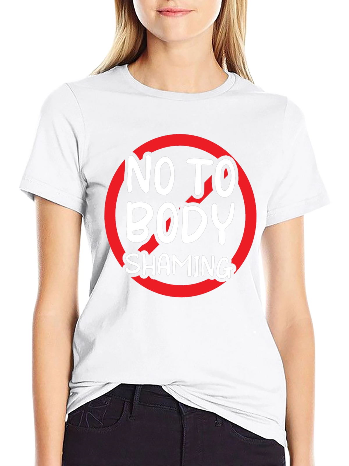 No to Body Shaming Graphic Tee - Black