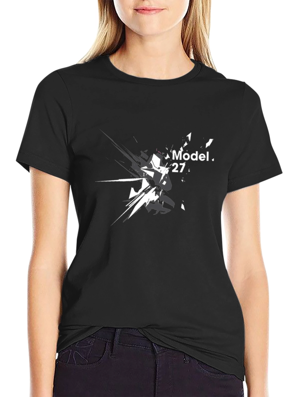 Model 27 Graphic Print Black T-Shirt