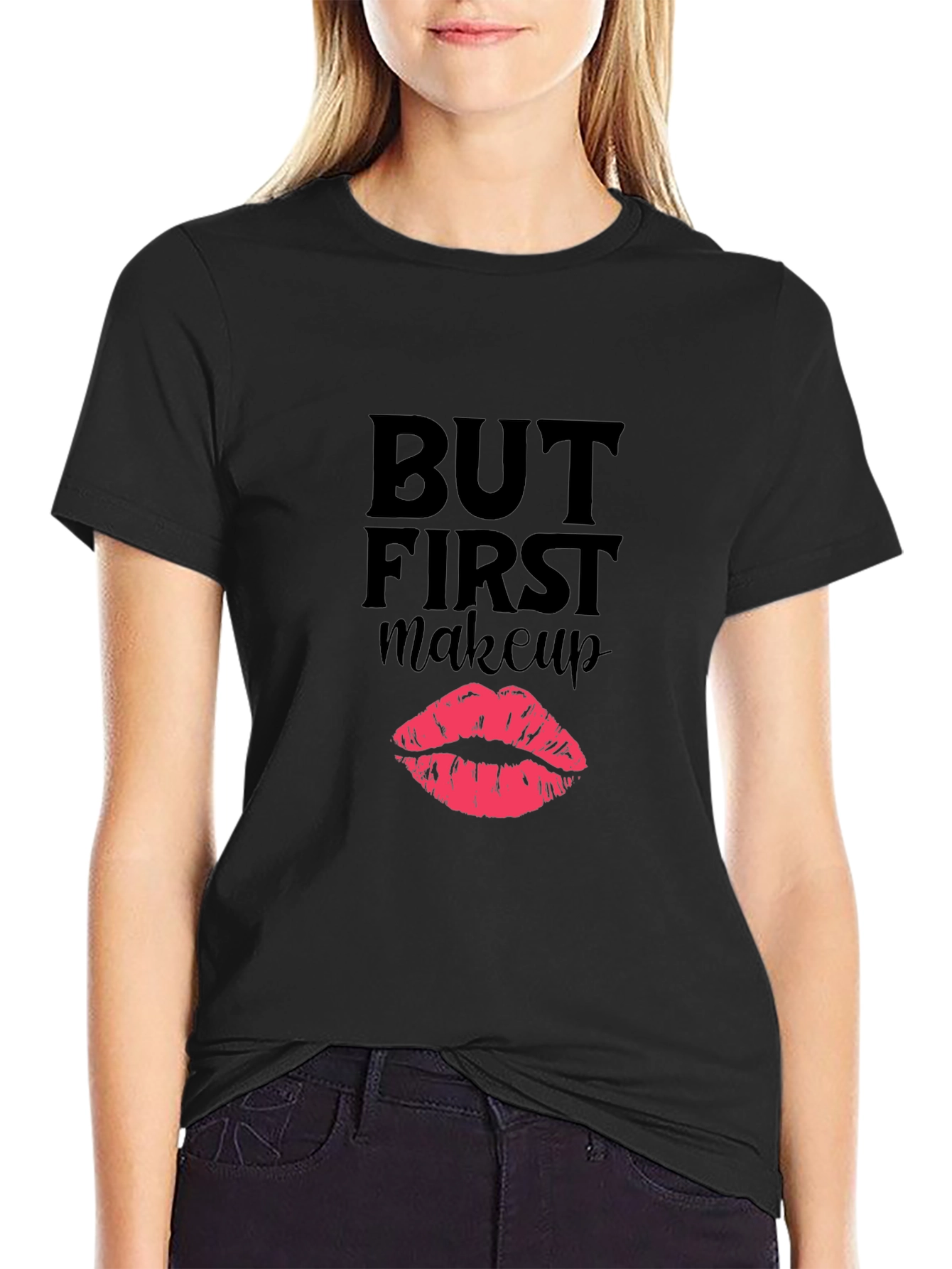But First Makeup T-Shirt Funny Lipstick Graphic Tee