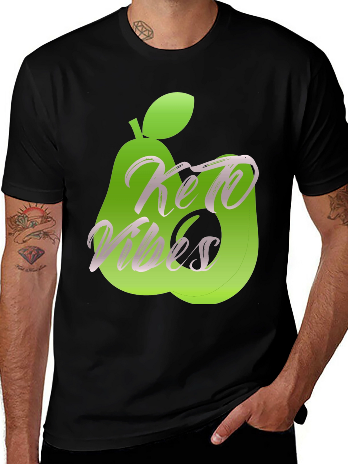 Keto Vibes Graphic Tee - Avocado Design
