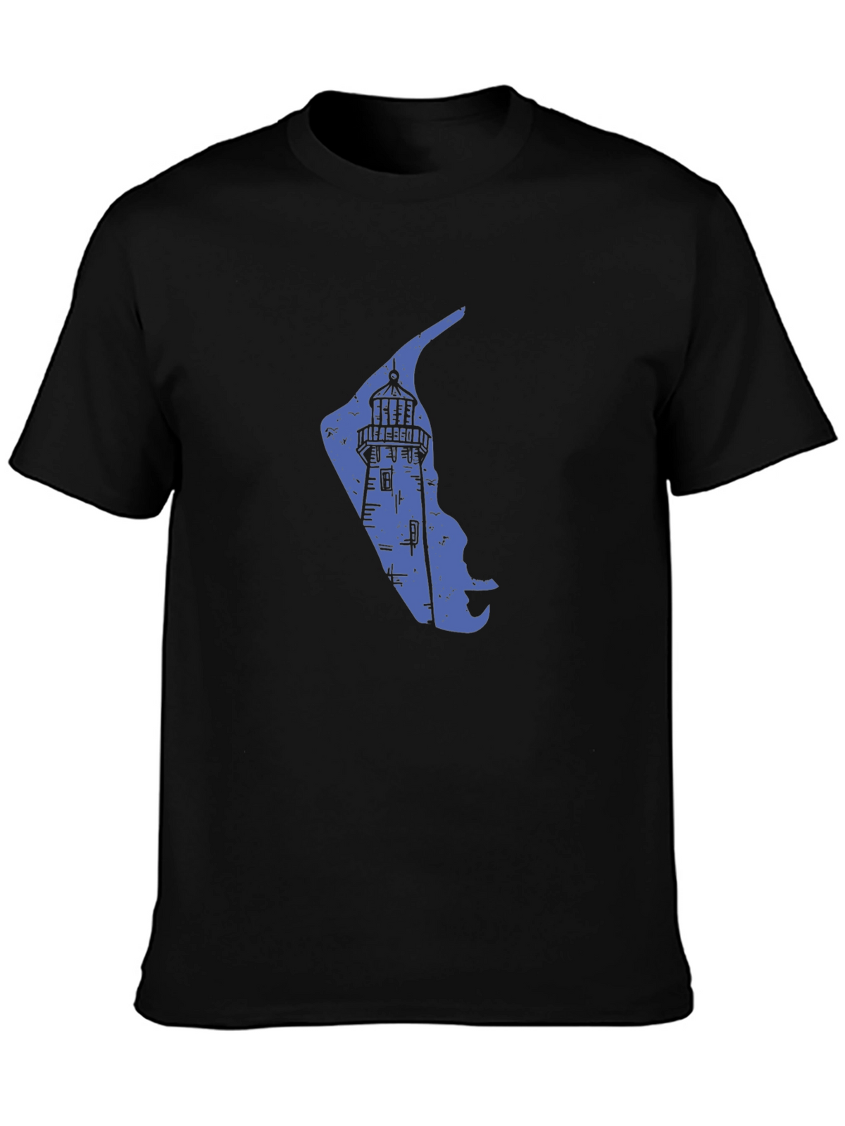 Coastal Lighthouse Graphic Tee - Black Cotton Blend