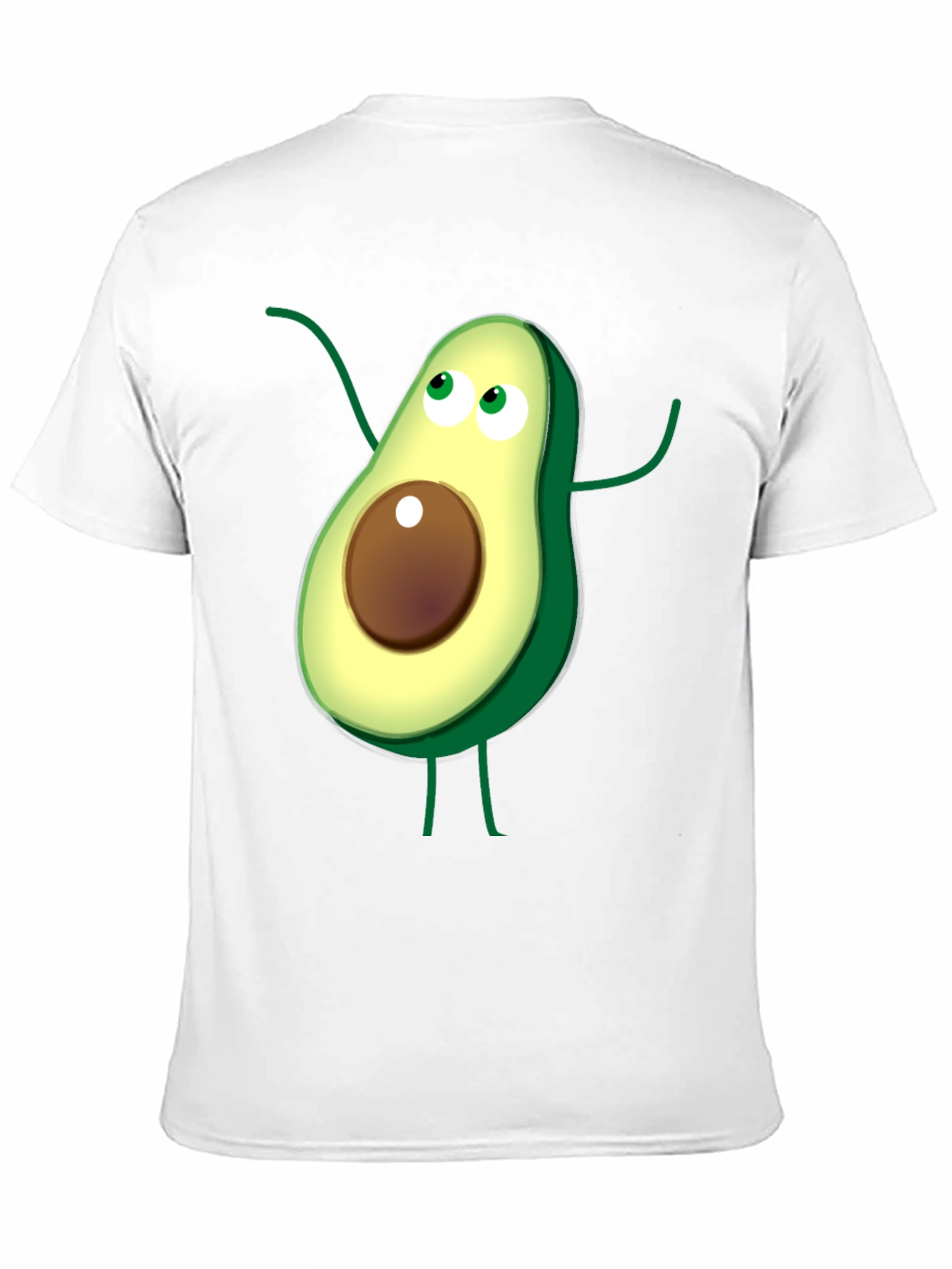 Avocado Cartoon Graphic T-Shirt - Casual Black Tee