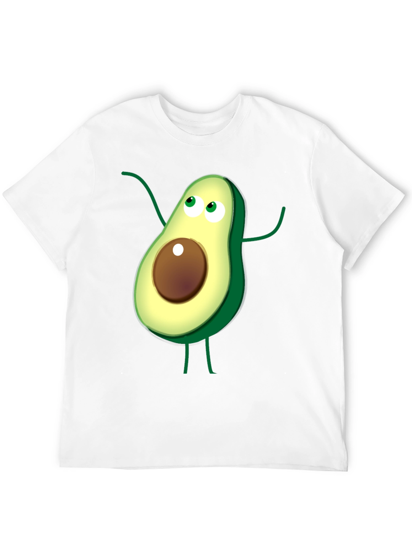 Avocado Cartoon Graphic T-Shirt - Casual Black Tee
