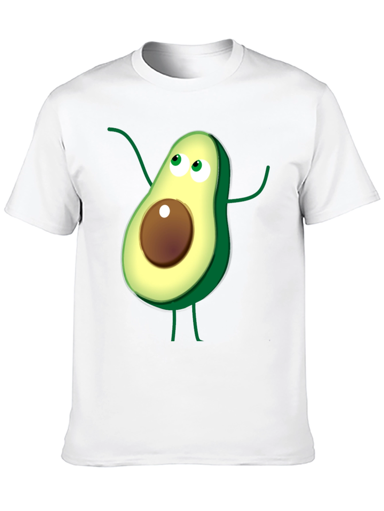 Avocado Cartoon Graphic T-Shirt - Casual Black Tee