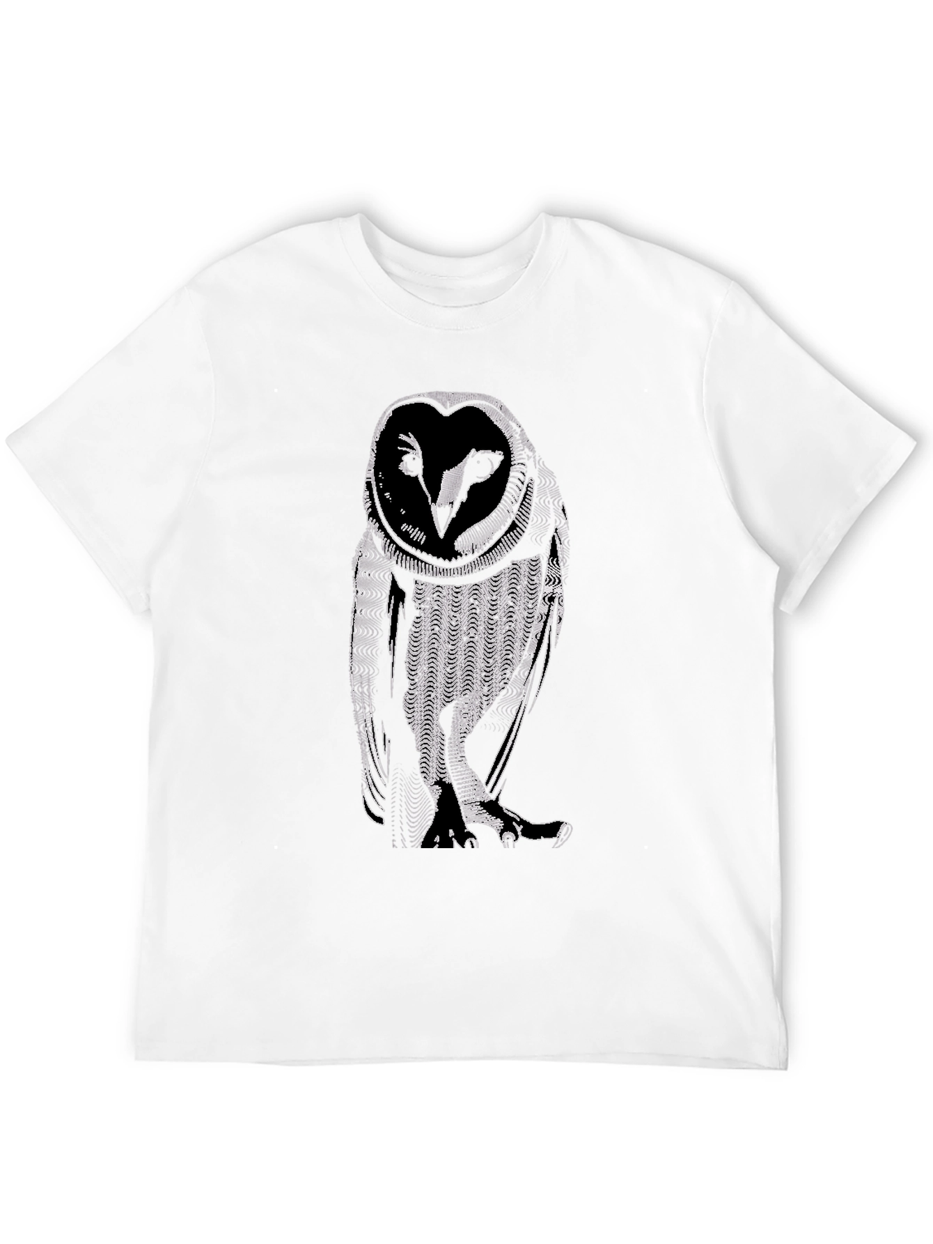 Abstract Owl Graphic Tee - Black Cotton Casual Shirt