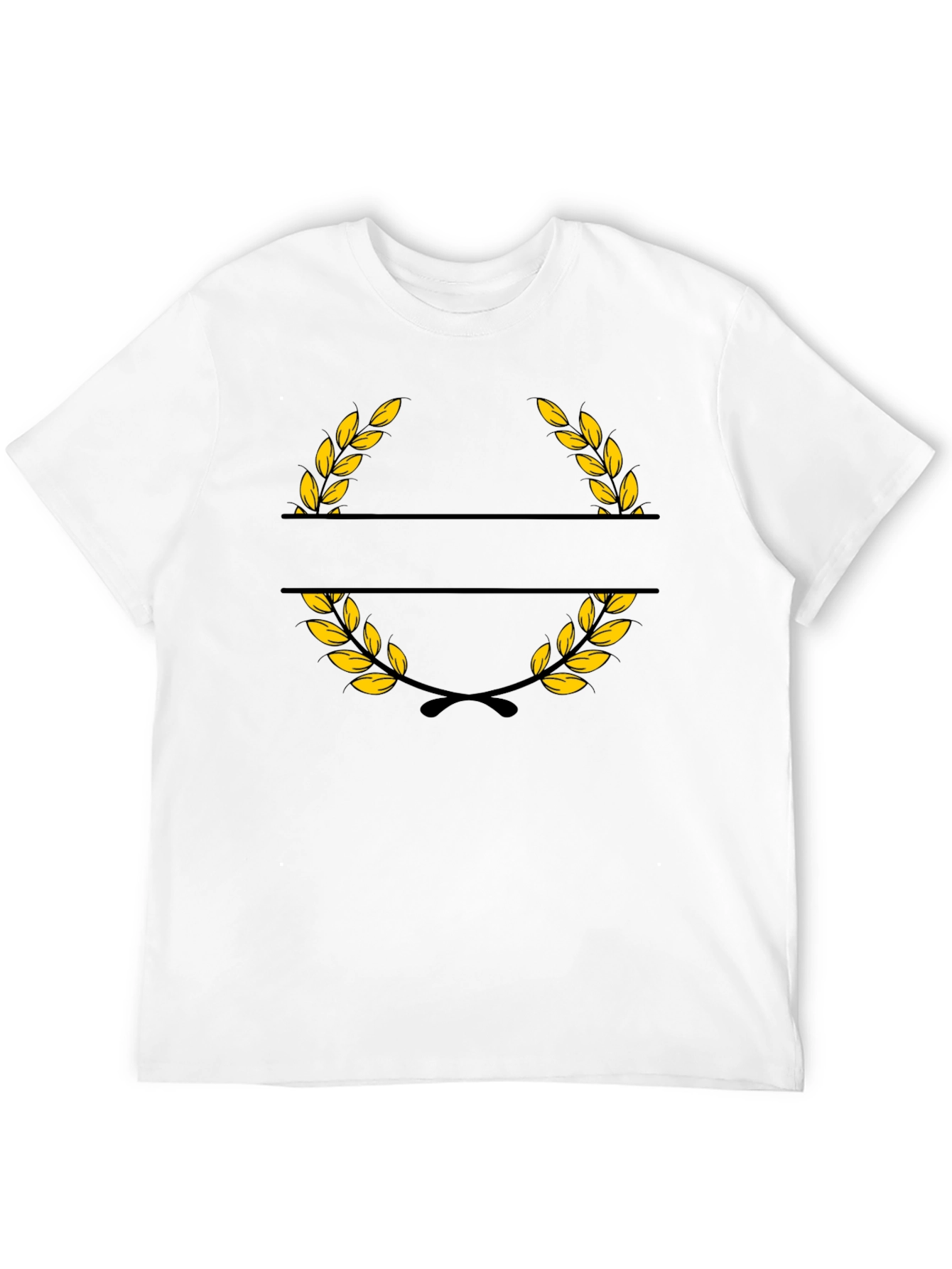 Elegant Black T-Shirt with Golden Wreath Design