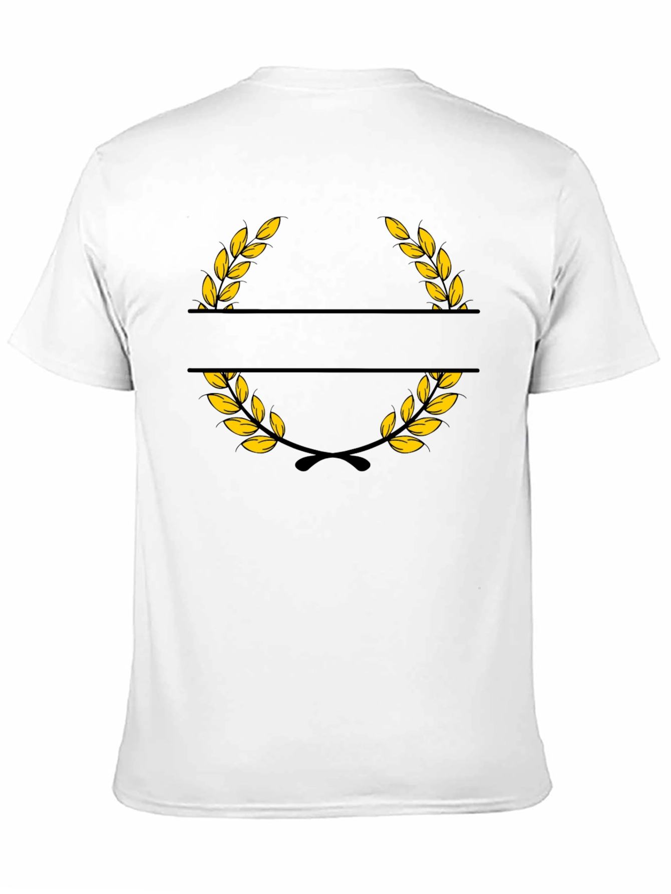 Elegant Black T-Shirt with Golden Wreath Design
