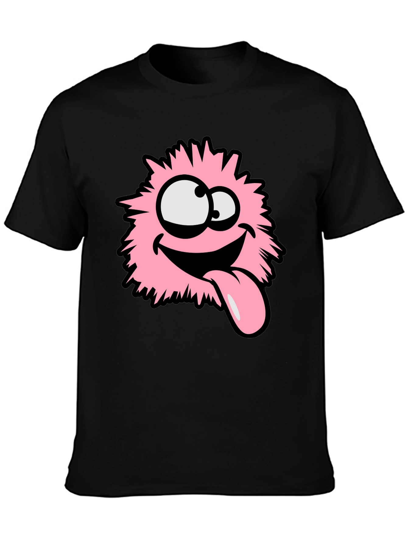 Funny Pink Fluffy Monster Graphic T-Shirt