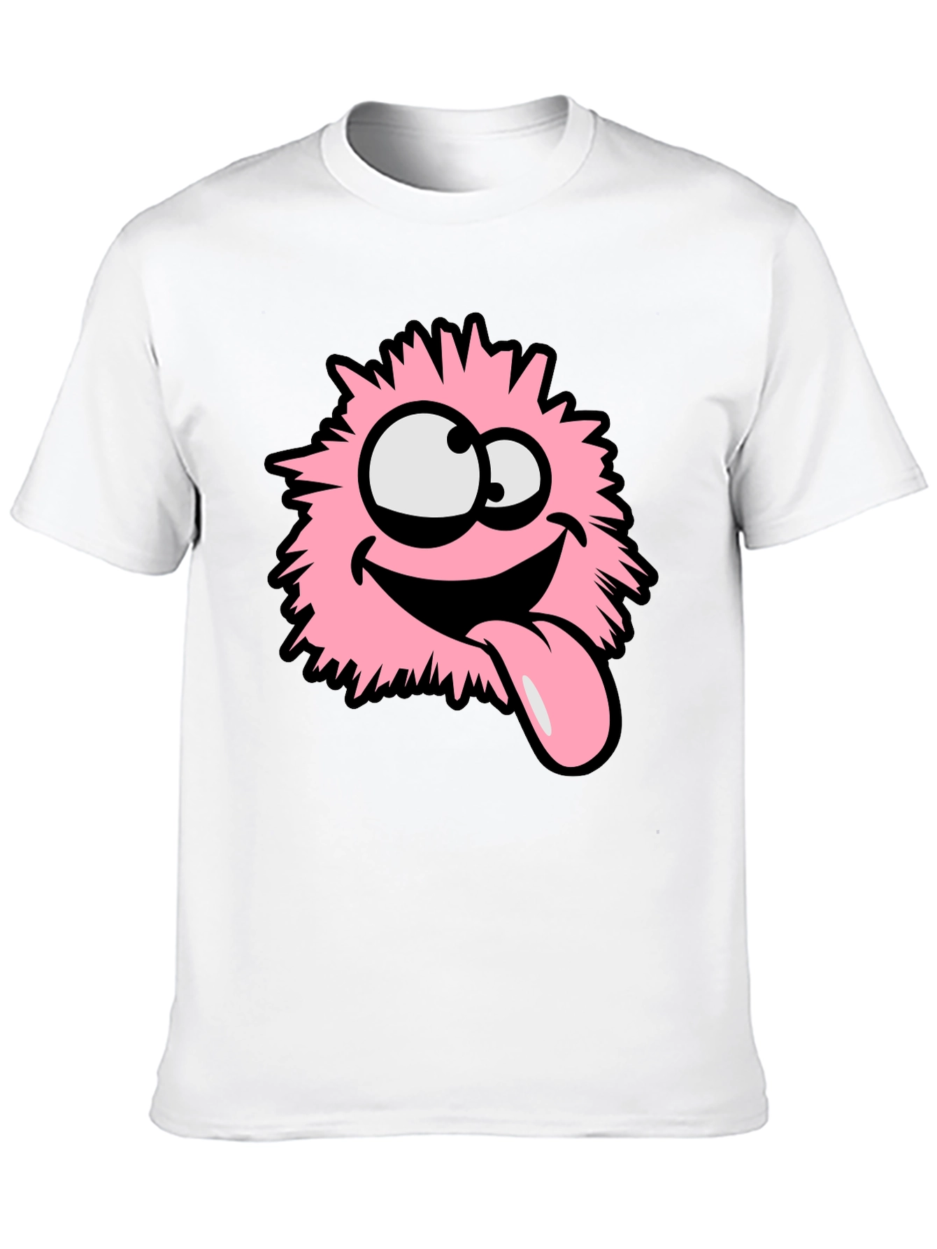 Funny Pink Fluffy Monster Graphic T-Shirt
