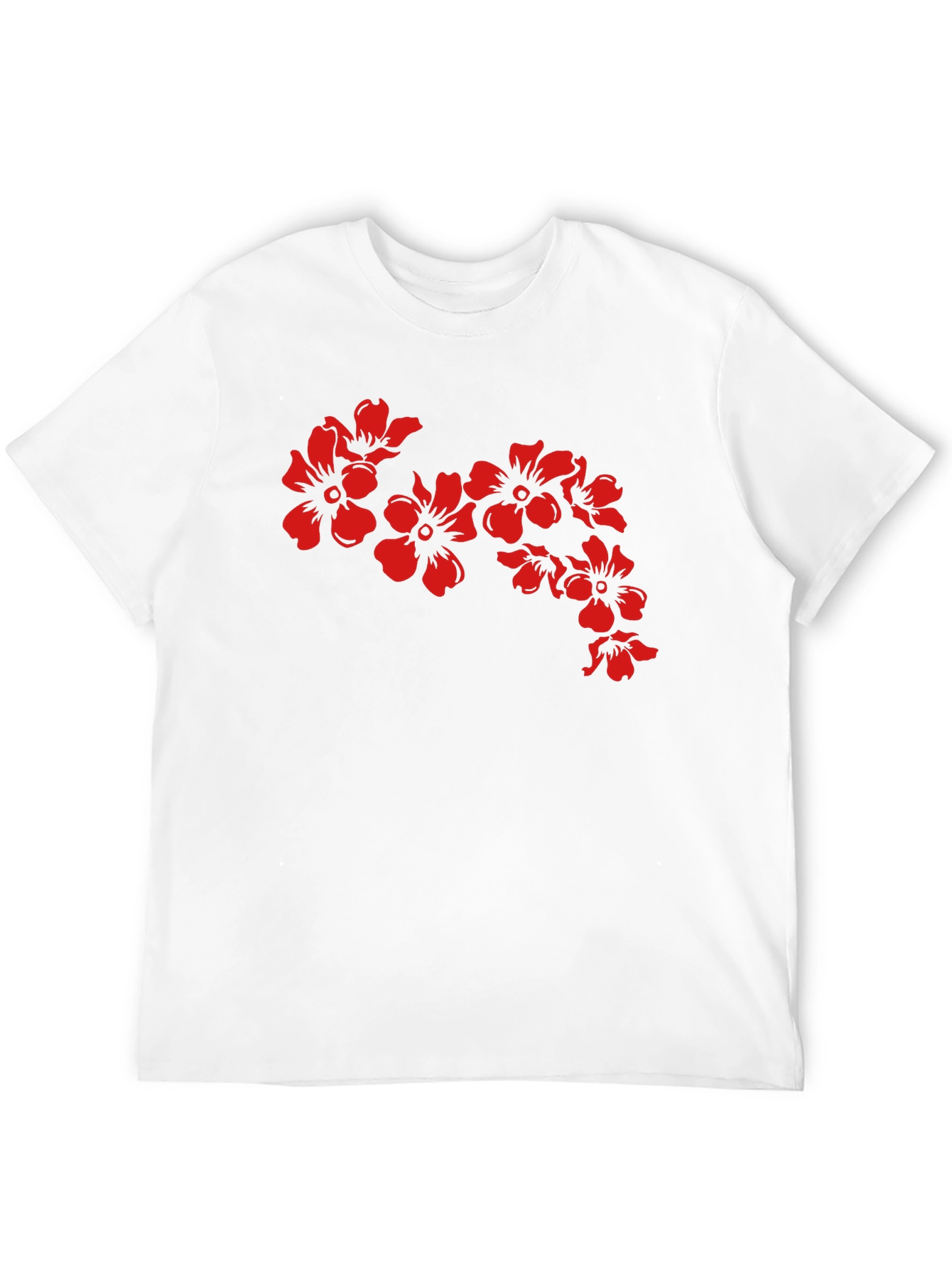 Black T-Shirt with Red Floral Design