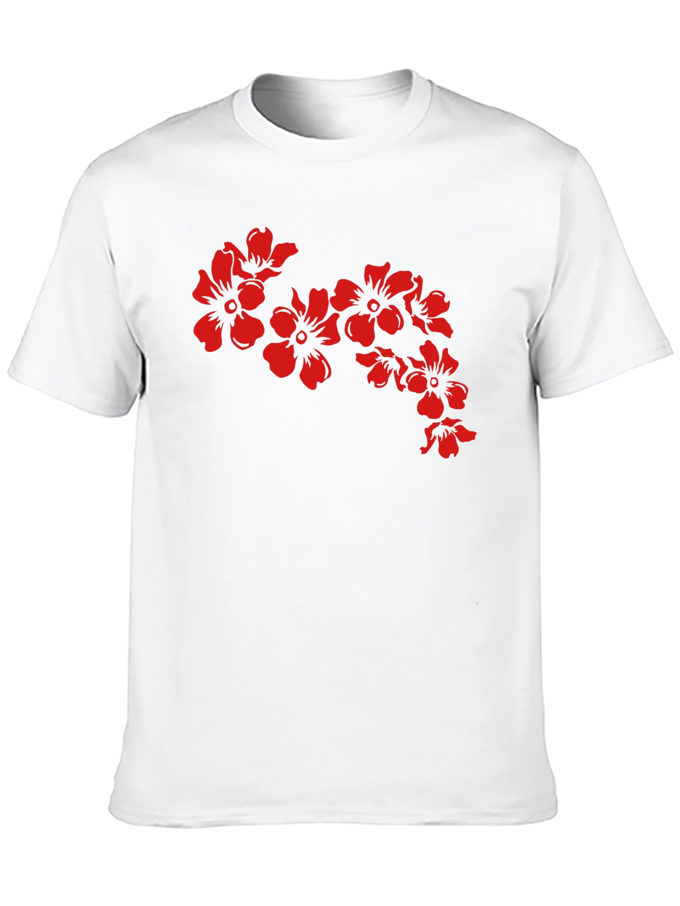Black T-Shirt with Red Floral Design