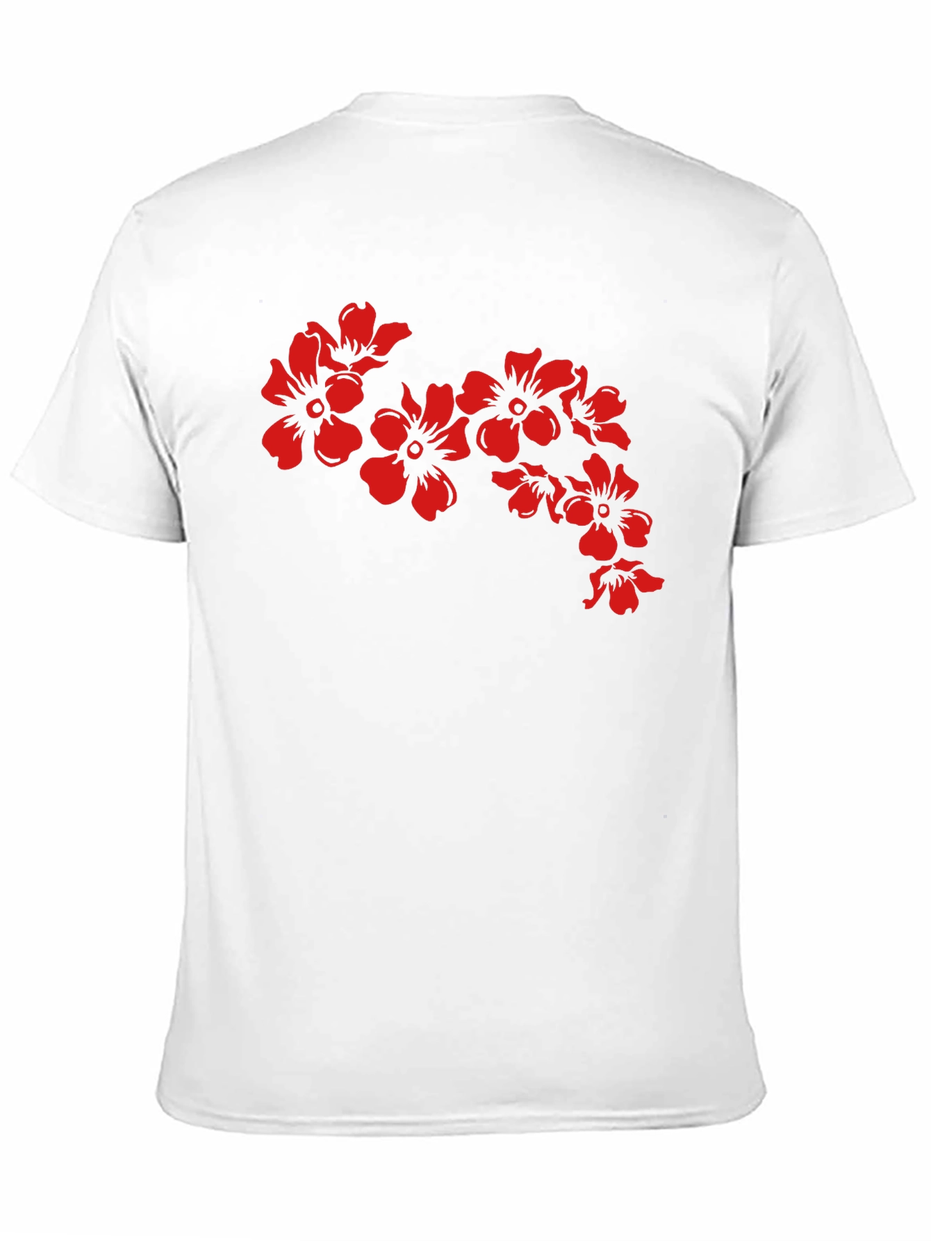 Black T-Shirt with Red Floral Design