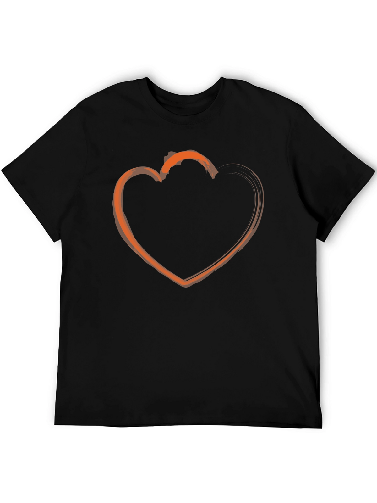 Heart Outline Graphic Tee - Casual Black T-Shirt