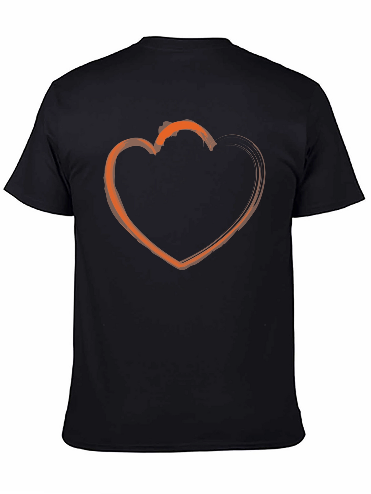 Heart Outline Graphic Tee - Casual Black T-Shirt