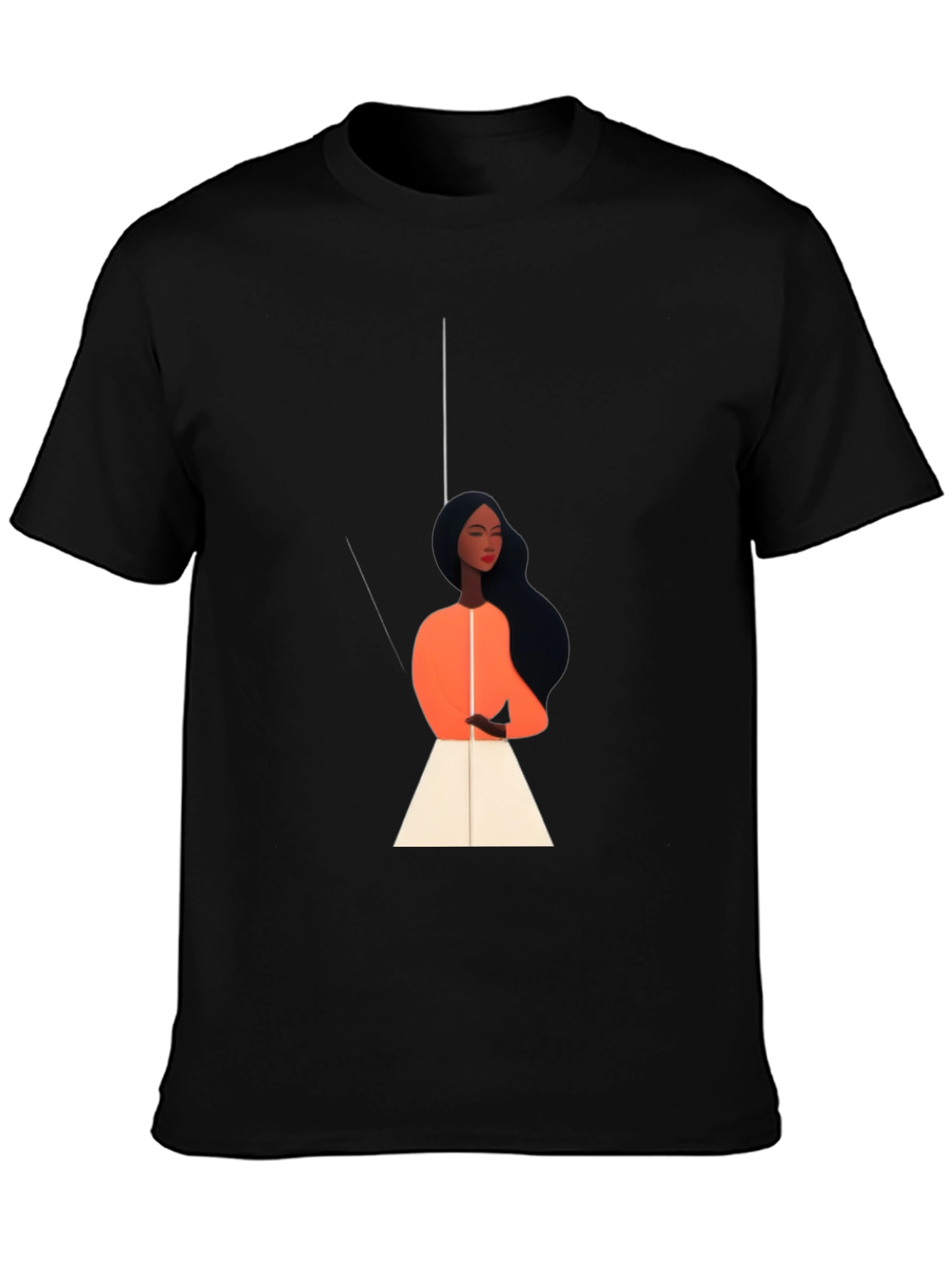 Stylish Black Tee with Elegant Woman Graphic