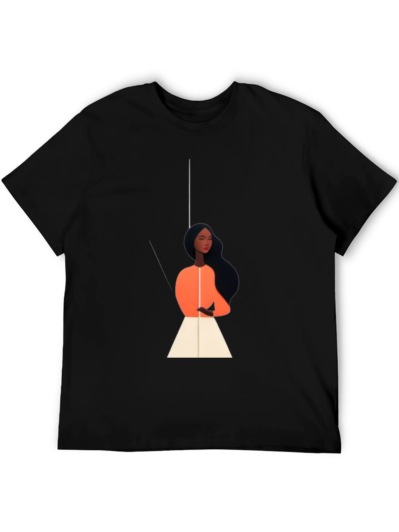 Stylish Black Tee with Elegant Woman Graphic
