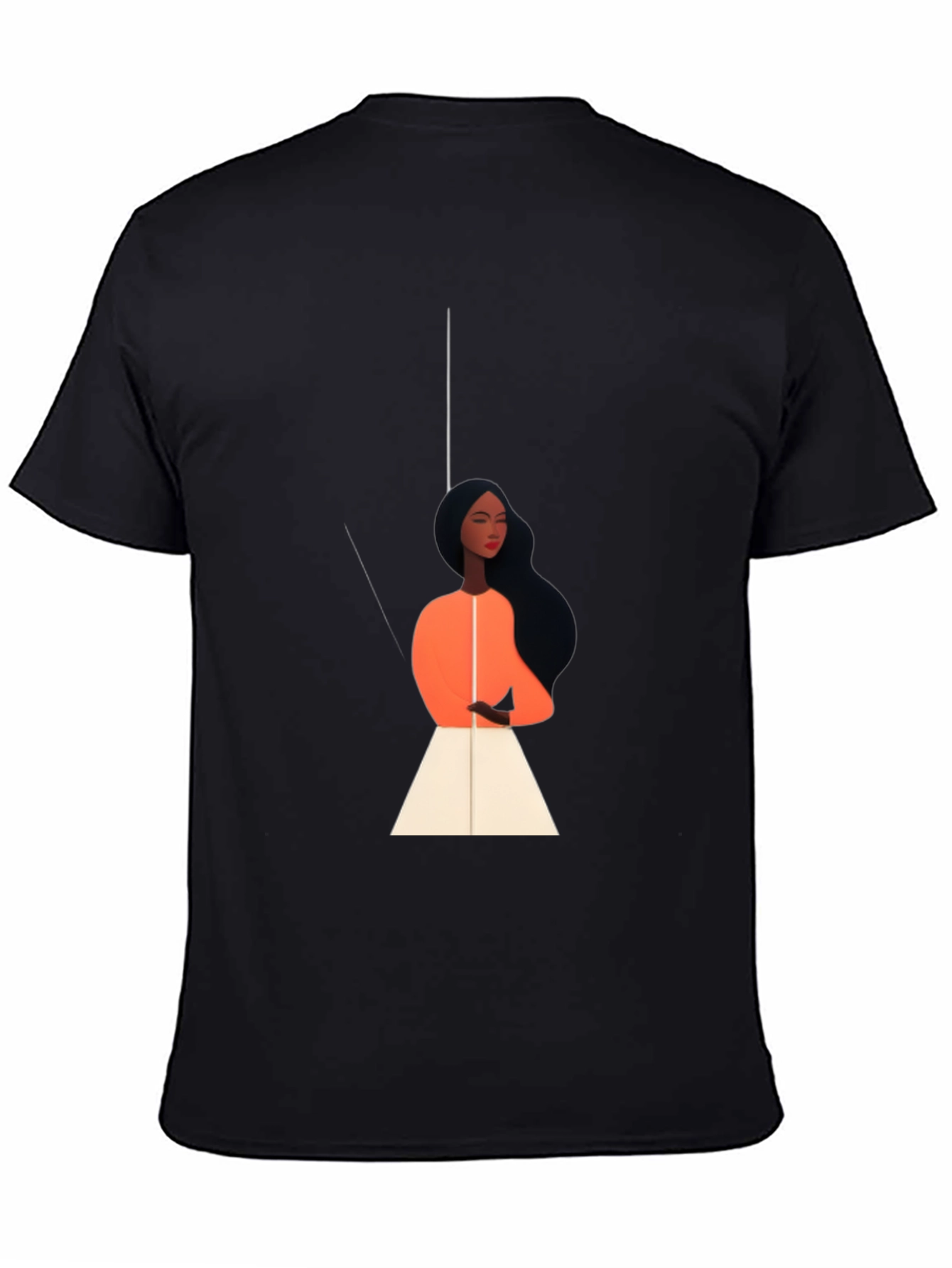 Stylish Black Tee with Elegant Woman Graphic