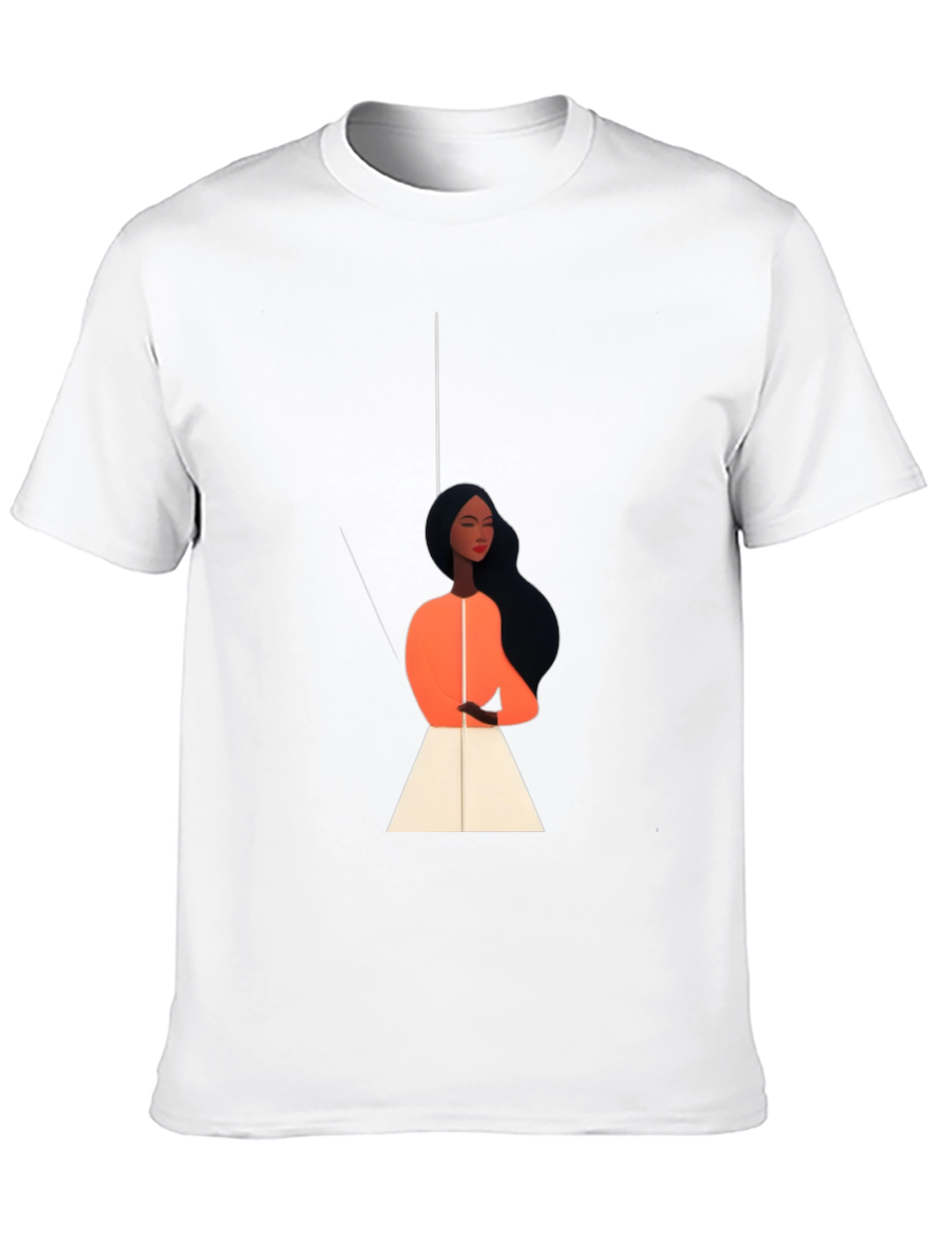 Stylish Black Tee with Elegant Woman Graphic