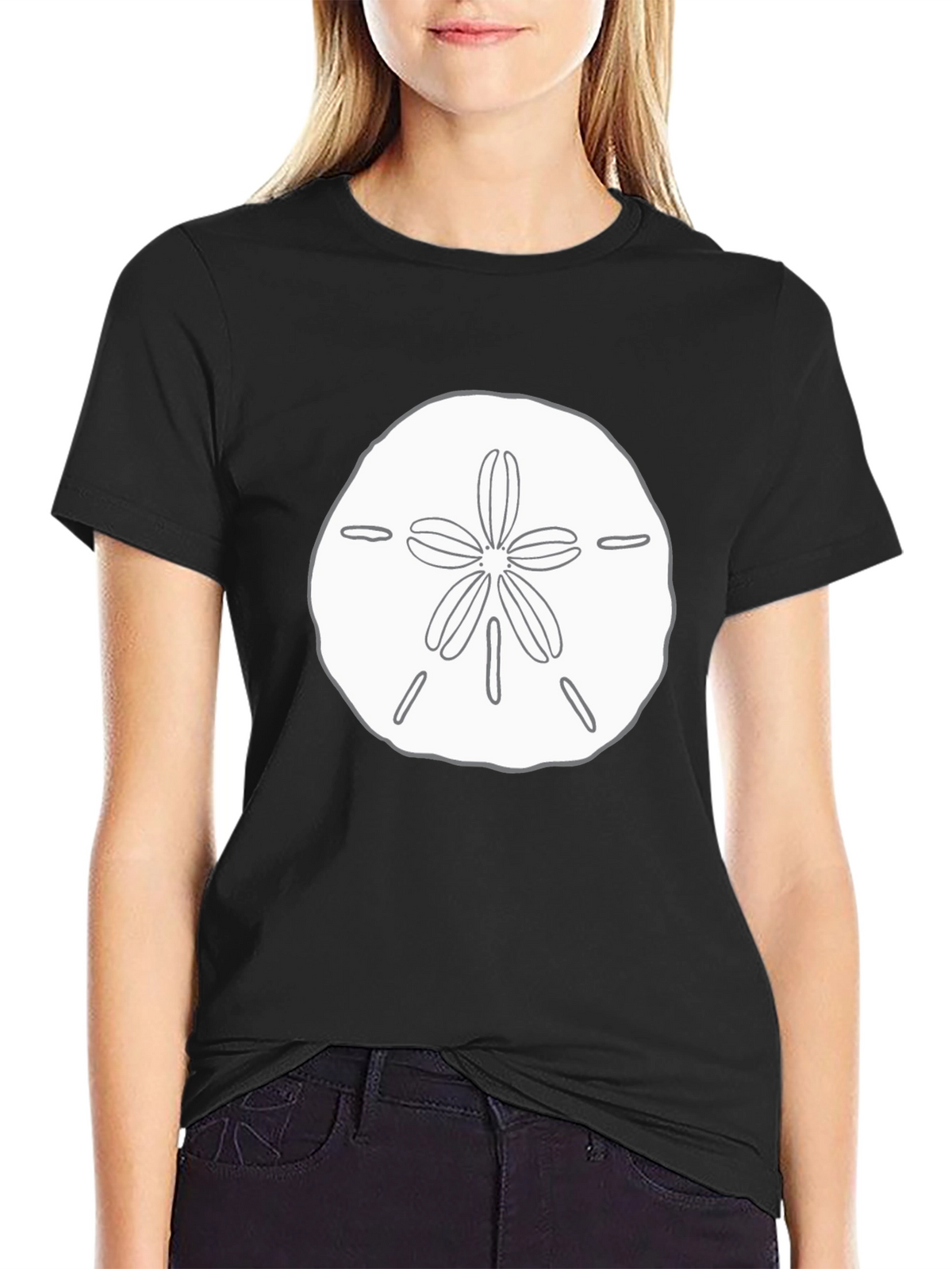 Black Sand Dollar Graphic Tee - Coastal Style