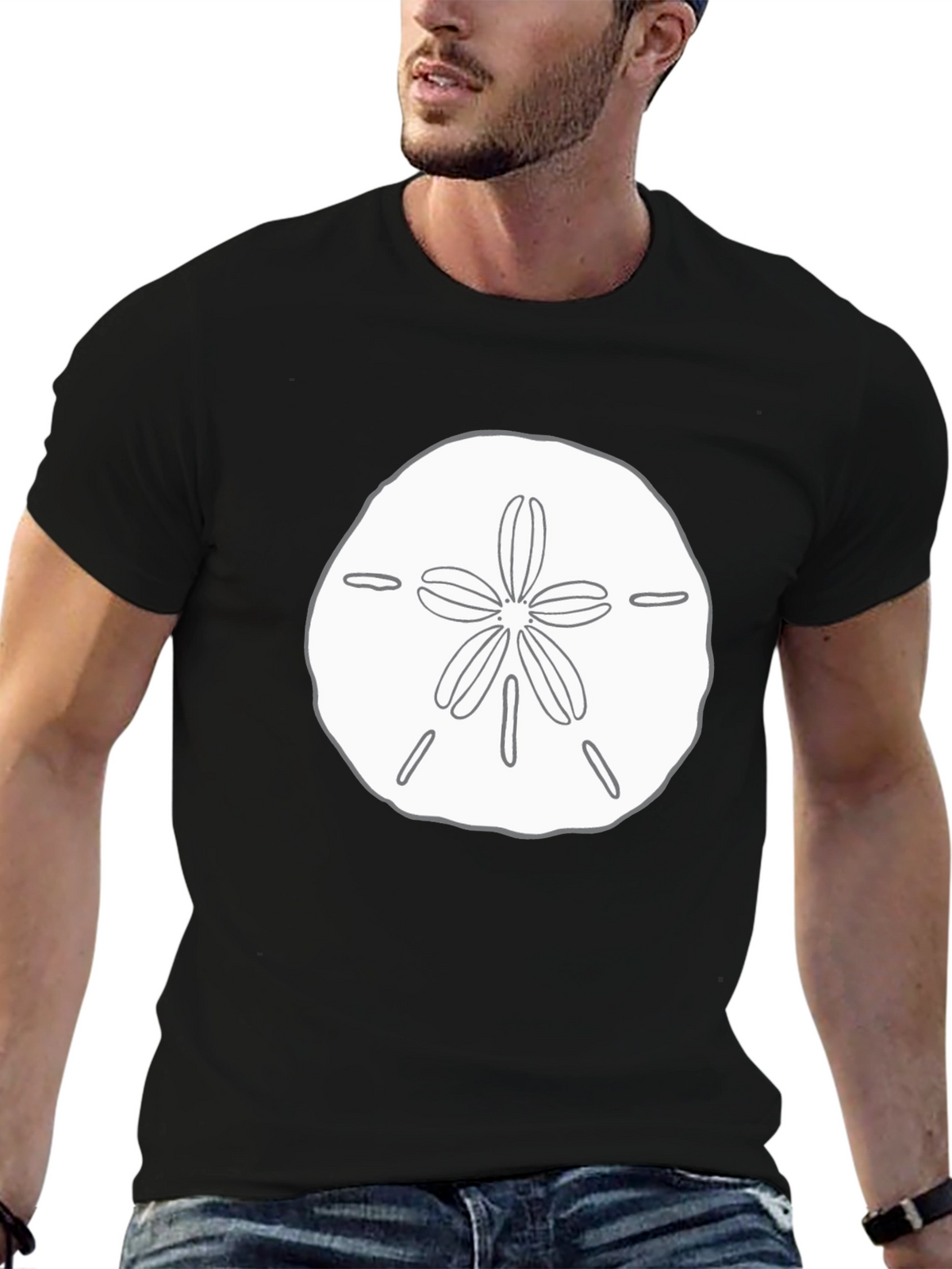 Black Sand Dollar Graphic Tee - Coastal Style