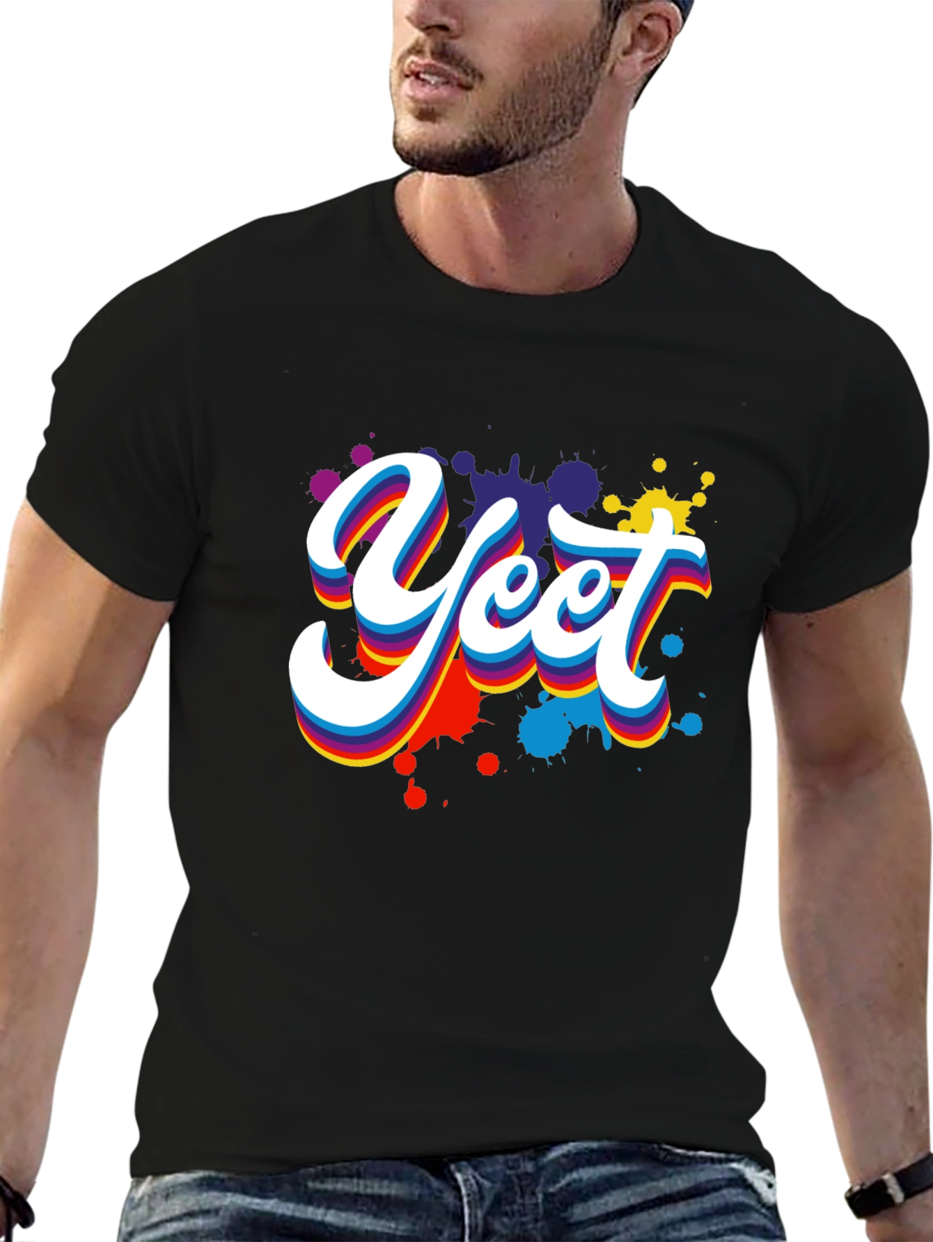 Yeet Graphic Tee - Trendy Black Cotton T-Shirt