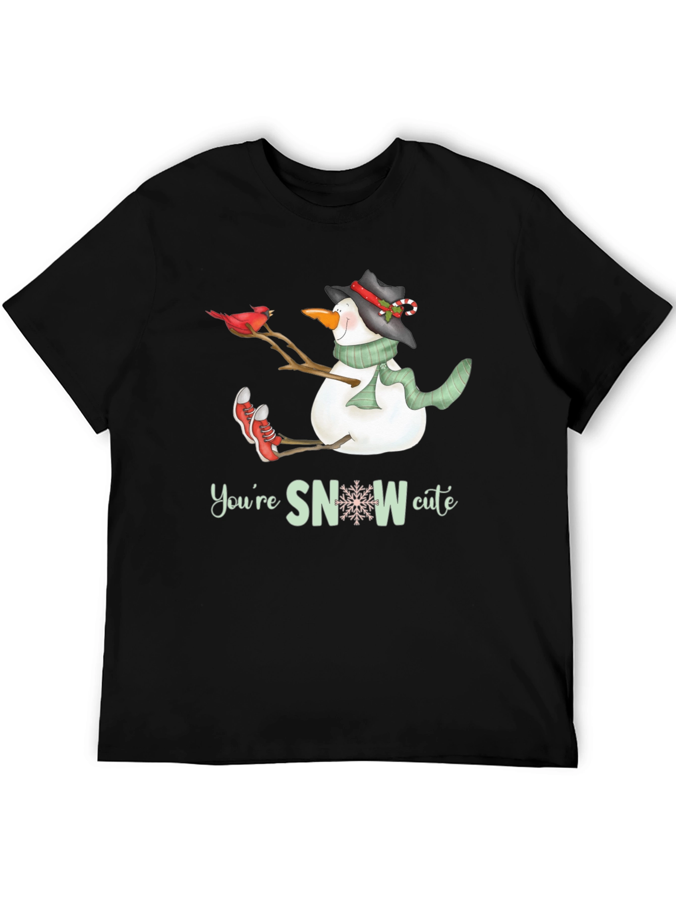 Snowman Graphic Tee: Youre SNOW Cute Black T-Shirt