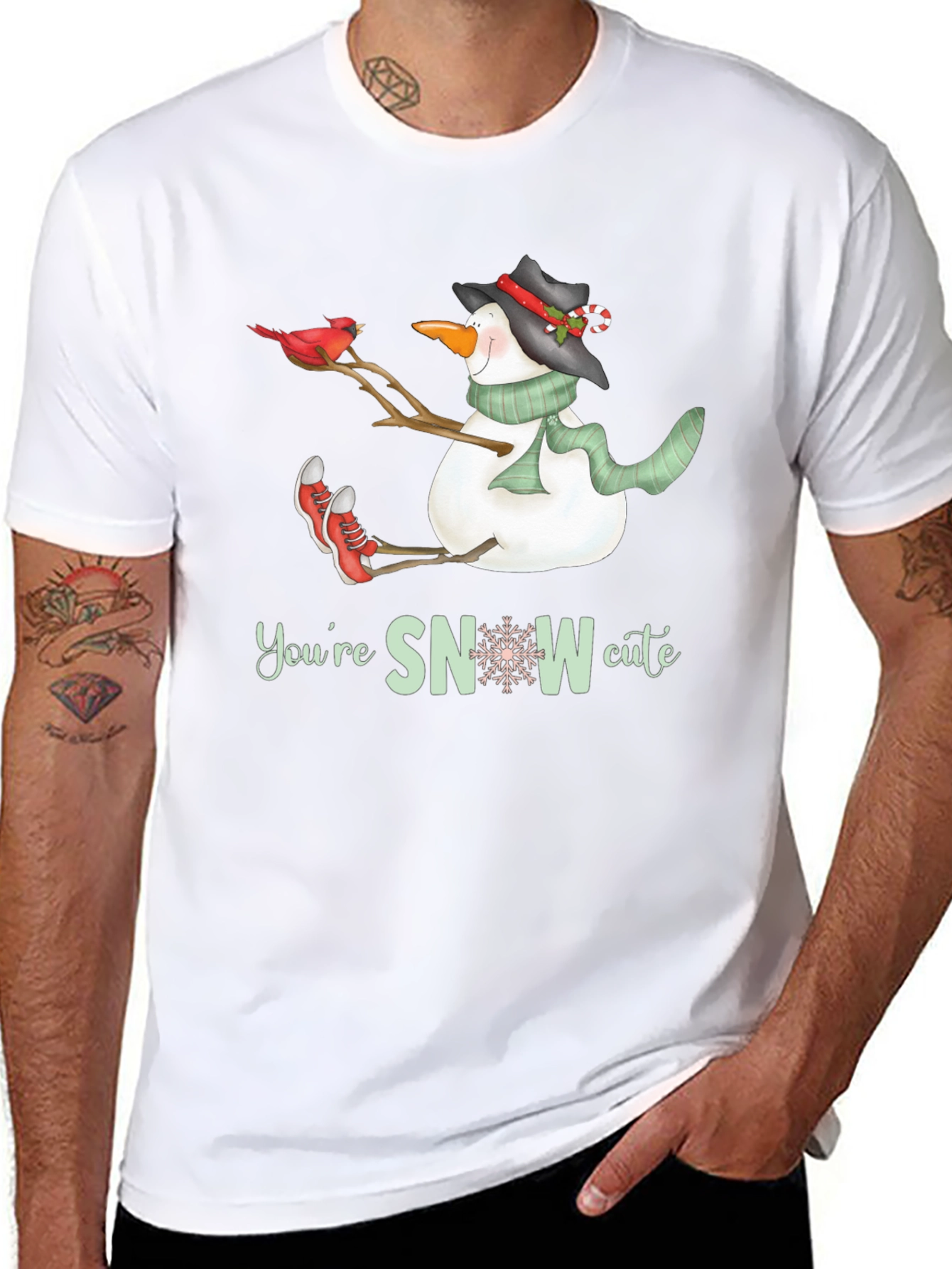 Snowman Graphic Tee: Youre SNOW Cute Black T-Shirt