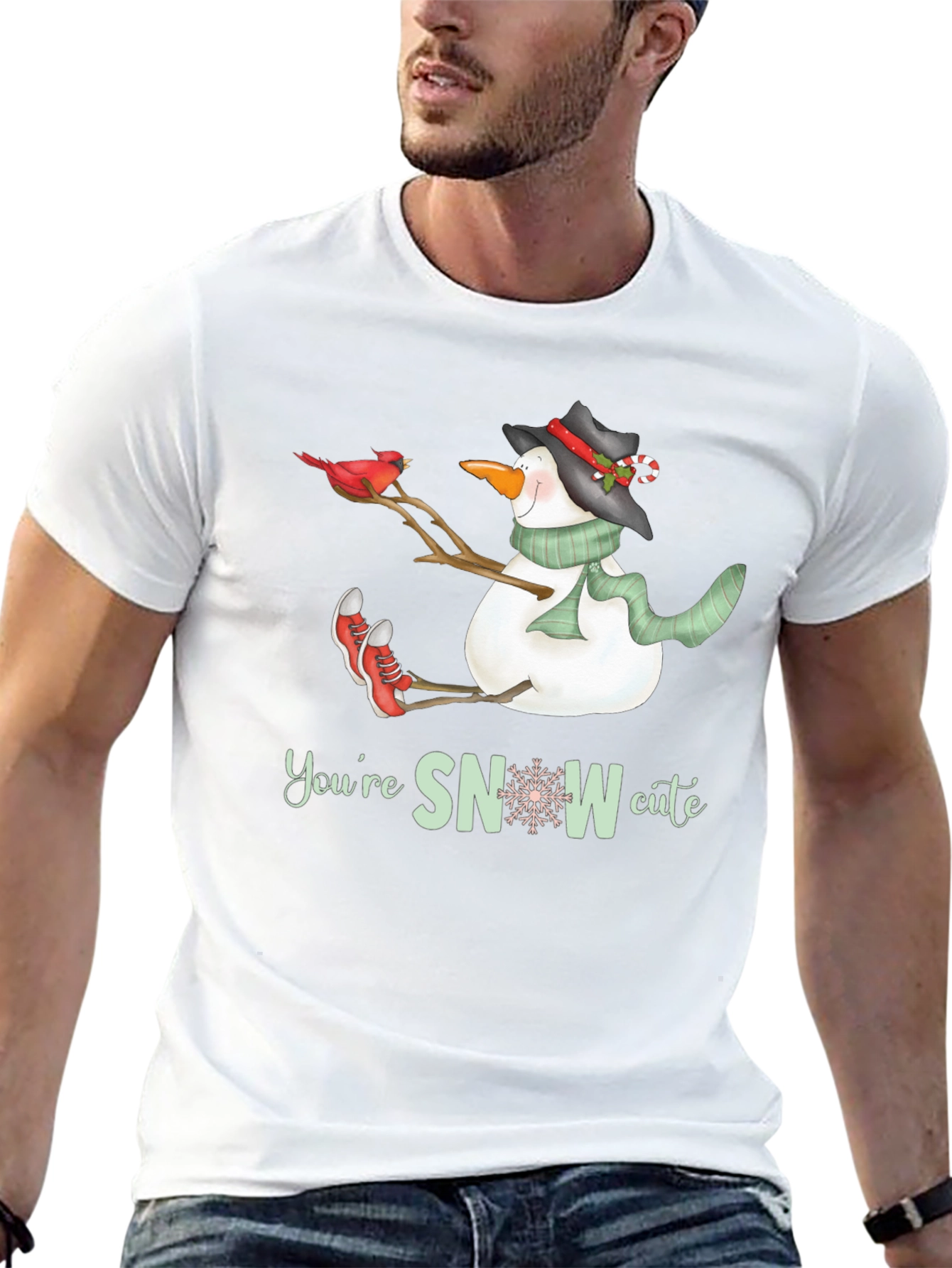 Snowman Graphic Tee: Youre SNOW Cute Black T-Shirt
