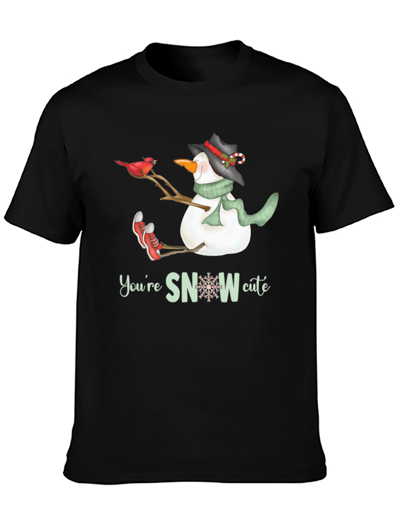 Snowman Graphic Tee: Youre SNOW Cute Black T-Shirt