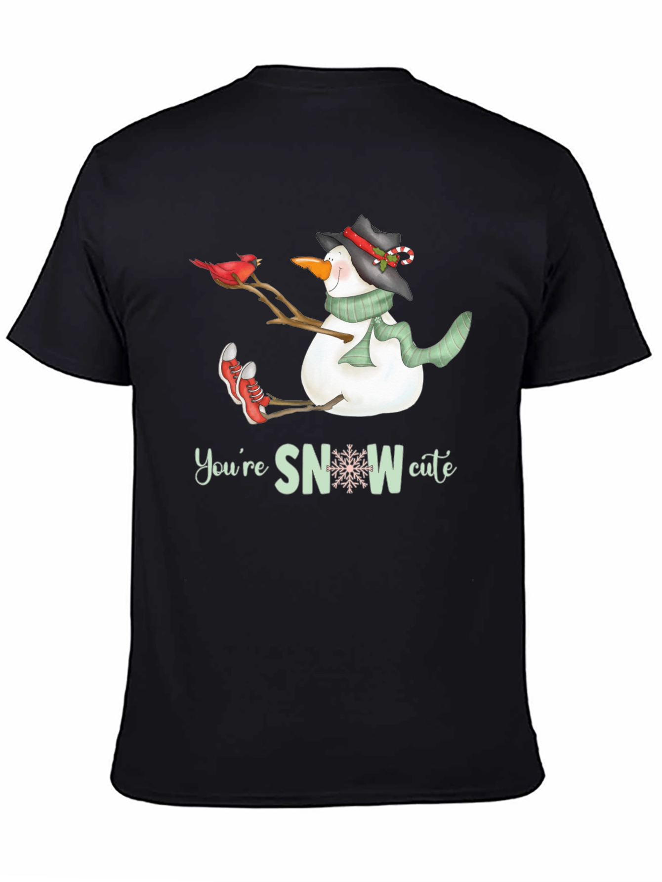 Snowman Graphic Tee: Youre SNOW Cute Black T-Shirt