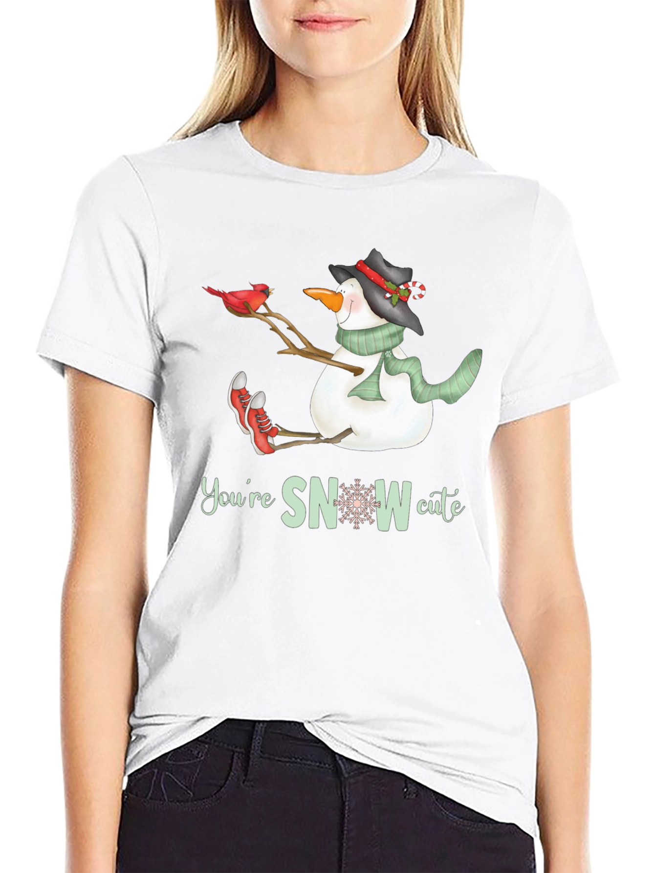 Snowman Graphic Tee: Youre SNOW Cute Black T-Shirt