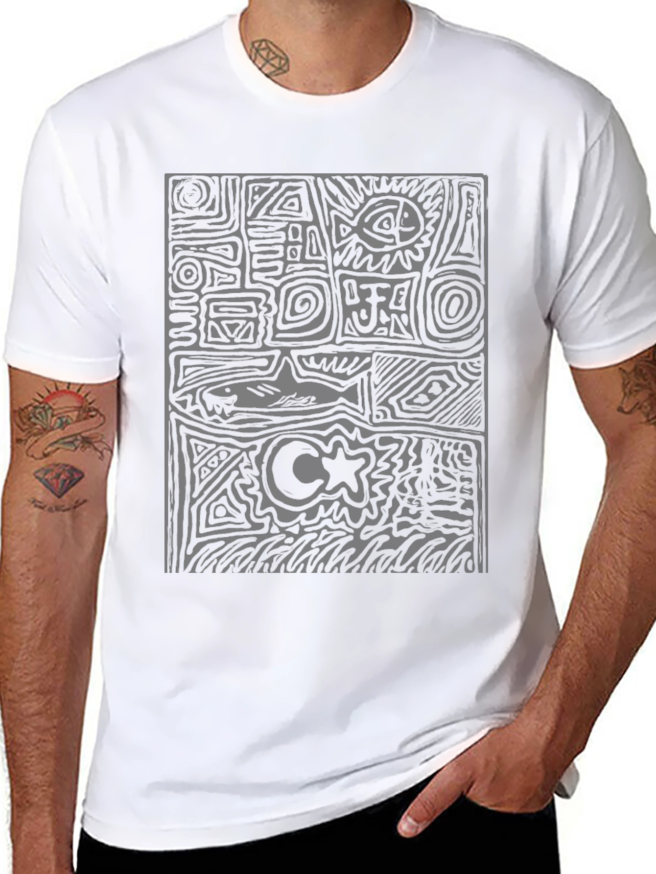 Abstract Graphic Print Mens Tee