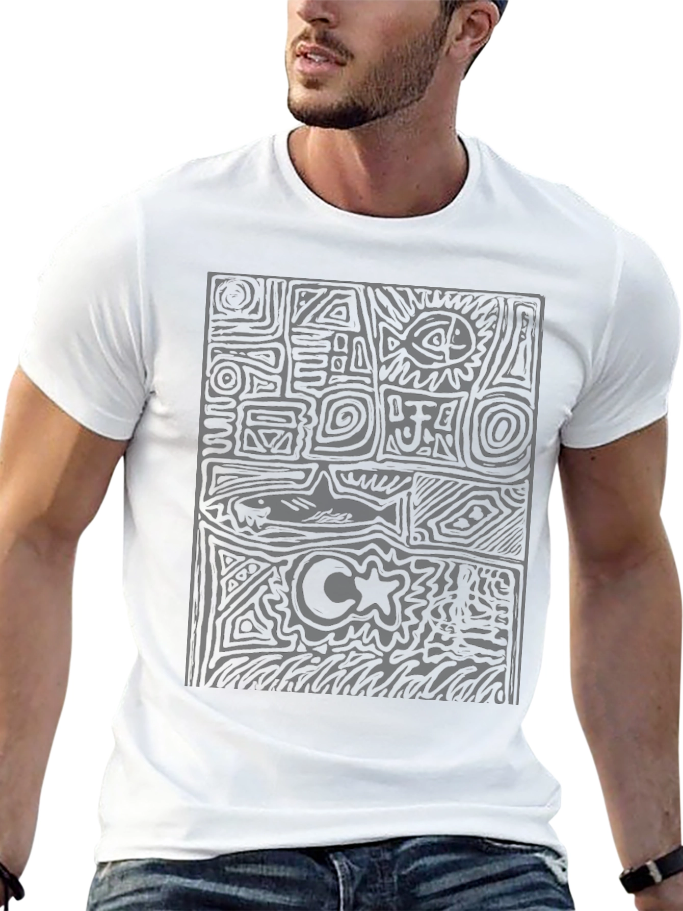 Abstract Graphic Print Mens Tee