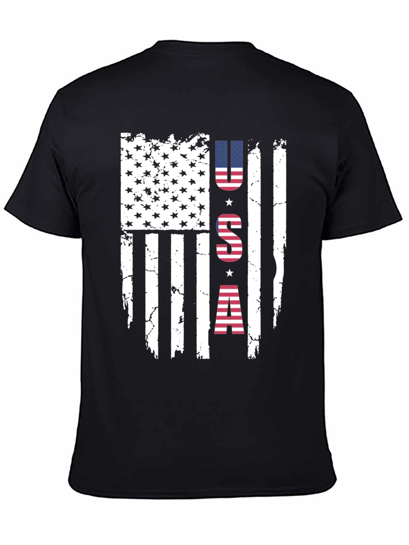 Distressed USA Flag Graphic Print T-Shirt