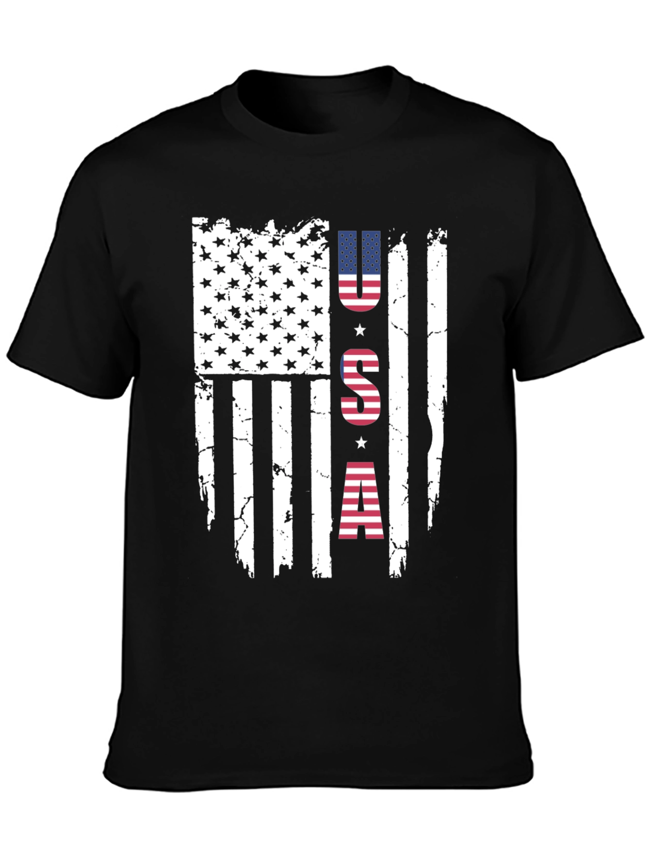 Distressed USA Flag Graphic Print T-Shirt