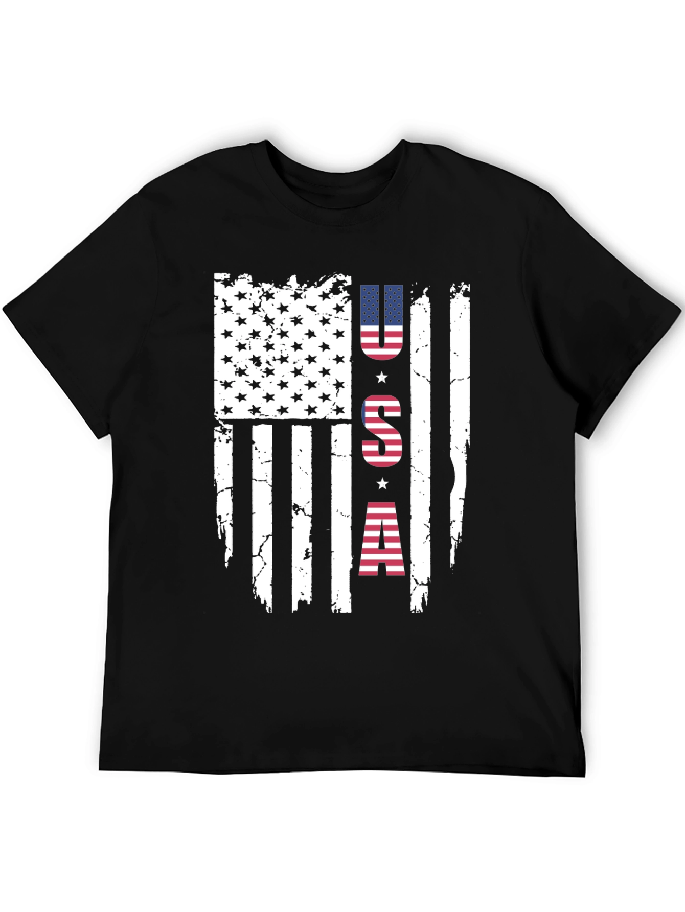 Distressed USA Flag Graphic Print T-Shirt