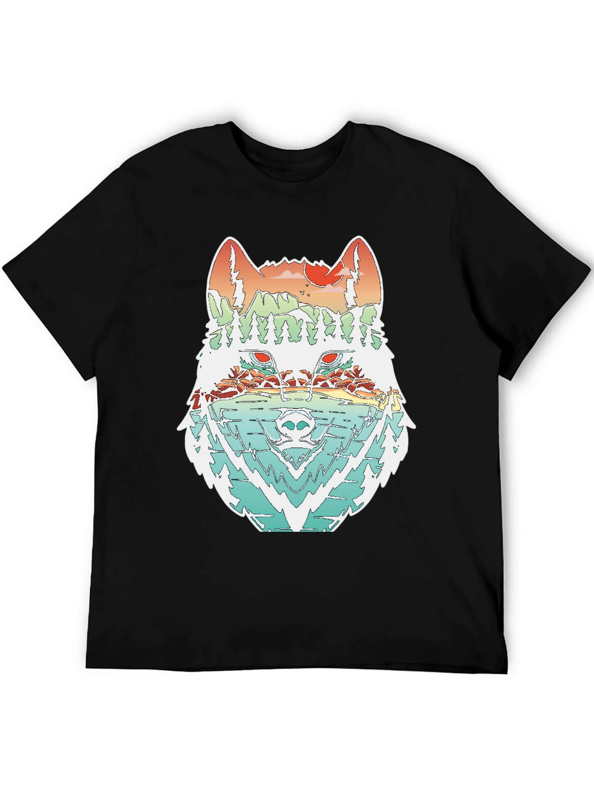 Nature Wolf Graphic Tee - Stylish Mens T-Shirt