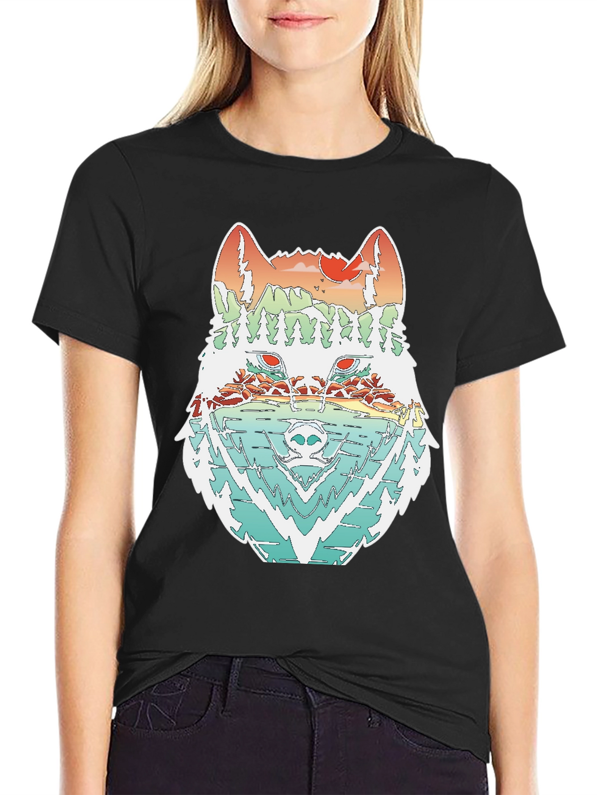 Nature Wolf Graphic Tee - Stylish Mens T-Shirt