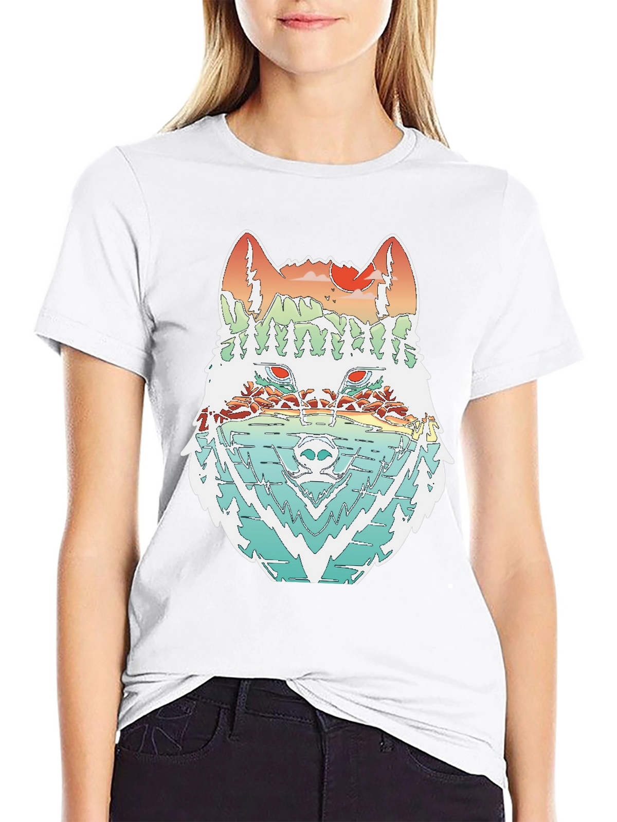 Nature Wolf Graphic Tee - Stylish Mens T-Shirt